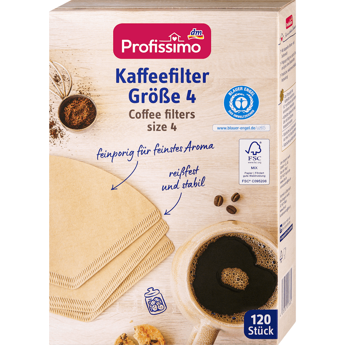 Profissimo Filtres à café taille 4, 120 pièces (Profissimo Kaffeefilter Größe 4, 120 St) — produit allemand authentique au Maroc