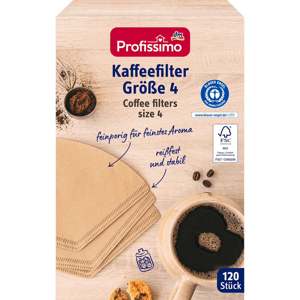 Profissimo Filtres à café taille 4, 120 pièces (Profissimo Kaffeefilter Größe 4, 120 St) — produit allemand authentique au Maroc
