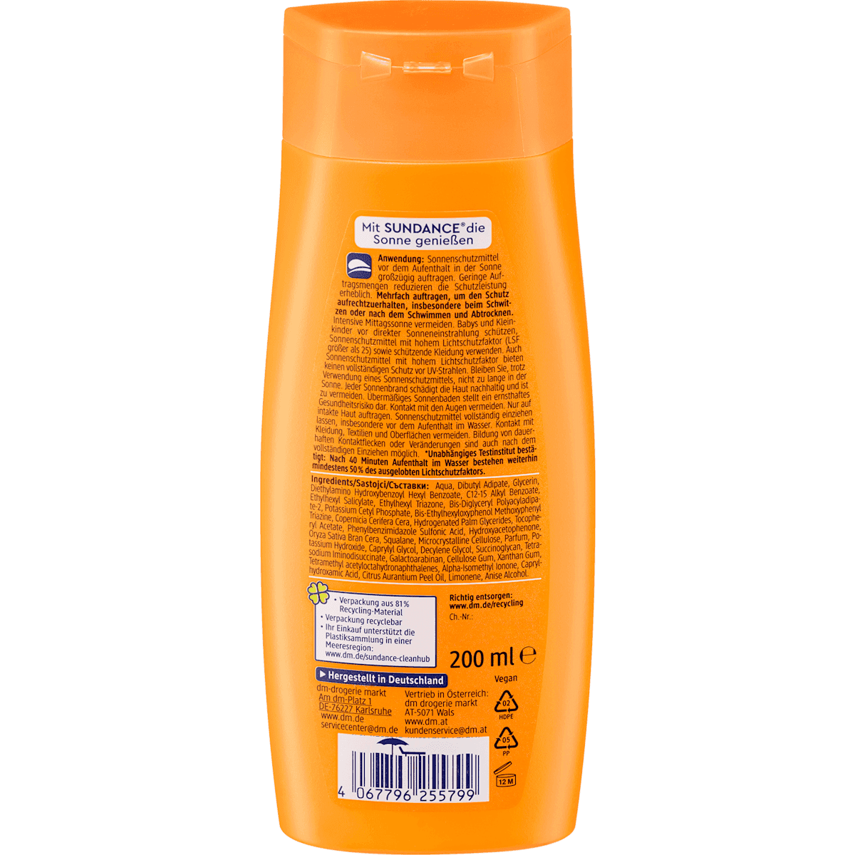 SUNDANCE Milk sun LSF 50, 200 ml (SUNDANCE Sonnenmilch LSF 50, 200 ml) — authentic German product in Morocco
