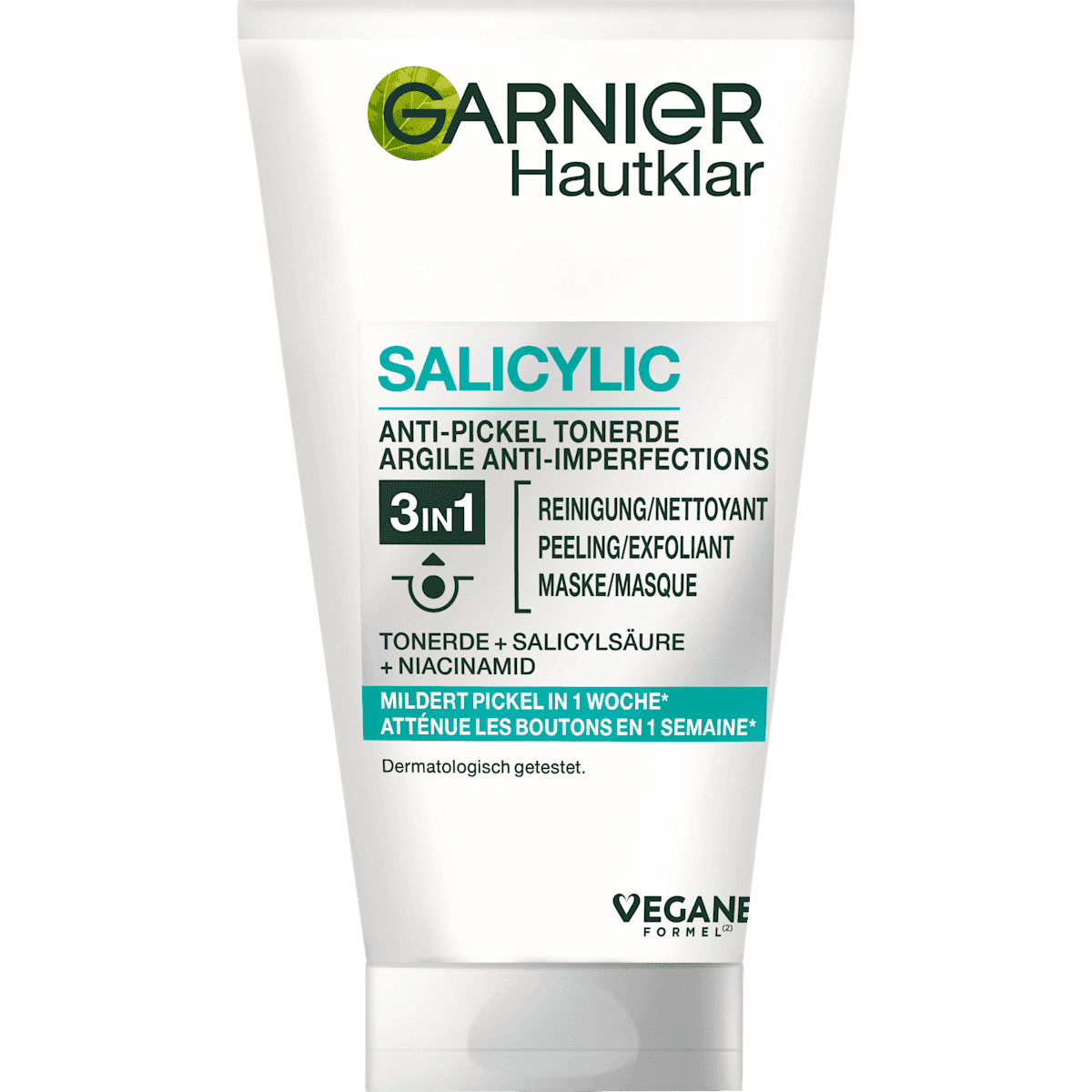 Garnier Skin Active Crème nettoyante 3en1 argile et acide salicylique, peau à imperfections, 150 ml — produit allemand authentique au Maroc