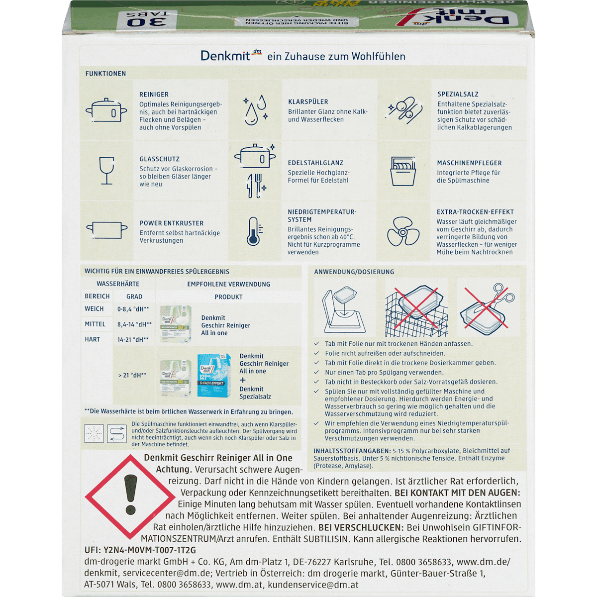 Denkmit Tablettes lave-vaisselle, 30 pièces (Denkmit Geschirrspülmittel-Tabs, 30 St) — منتج ألماني أصلي في المغرب