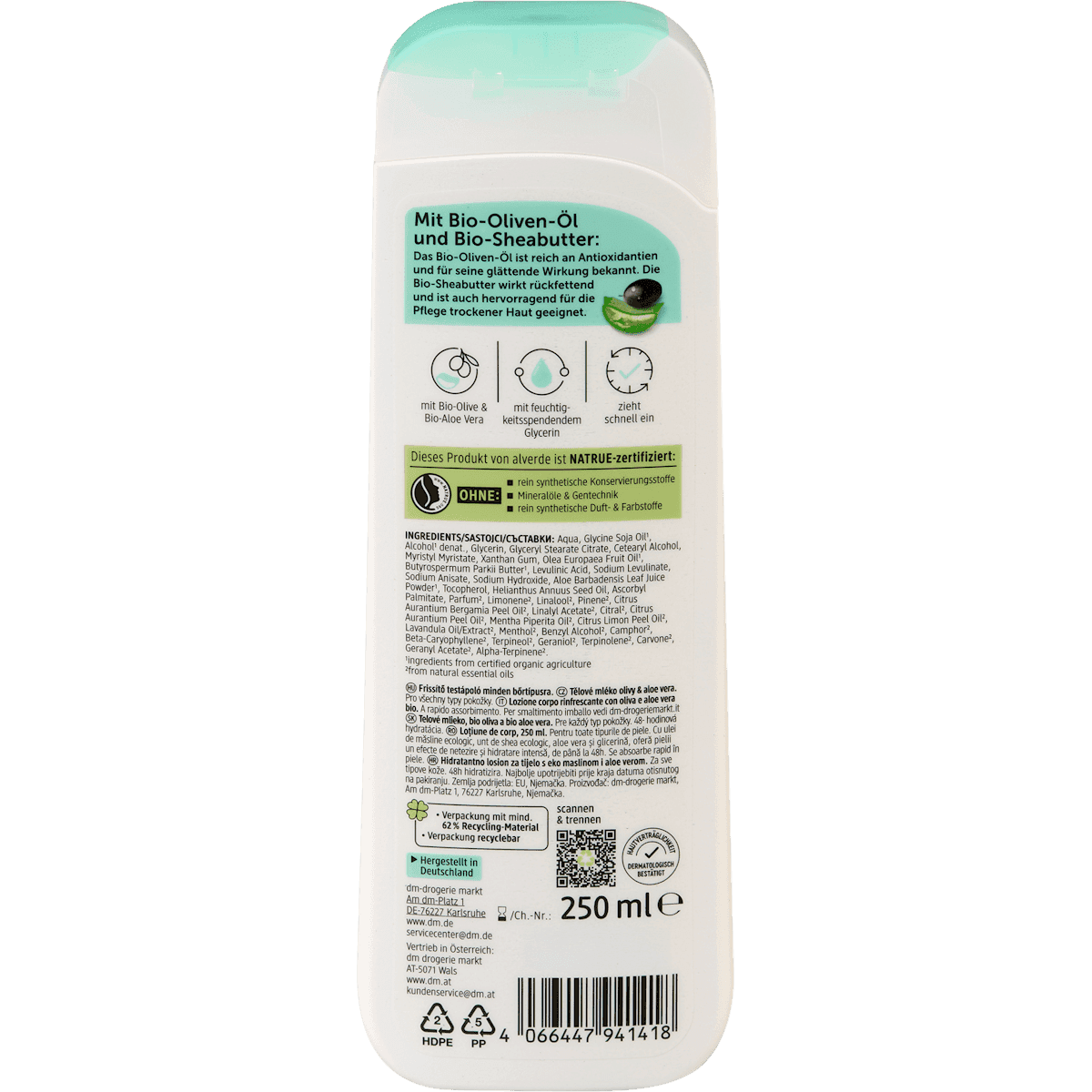 alverde NATURKOSMETIK Lait corporel Olive aloe vera, 250 ml (alverde NATURKOSMETIK Körperlotion Olive Aloe Vera, 250 ml) — منتج ألماني أصلي في المغرب