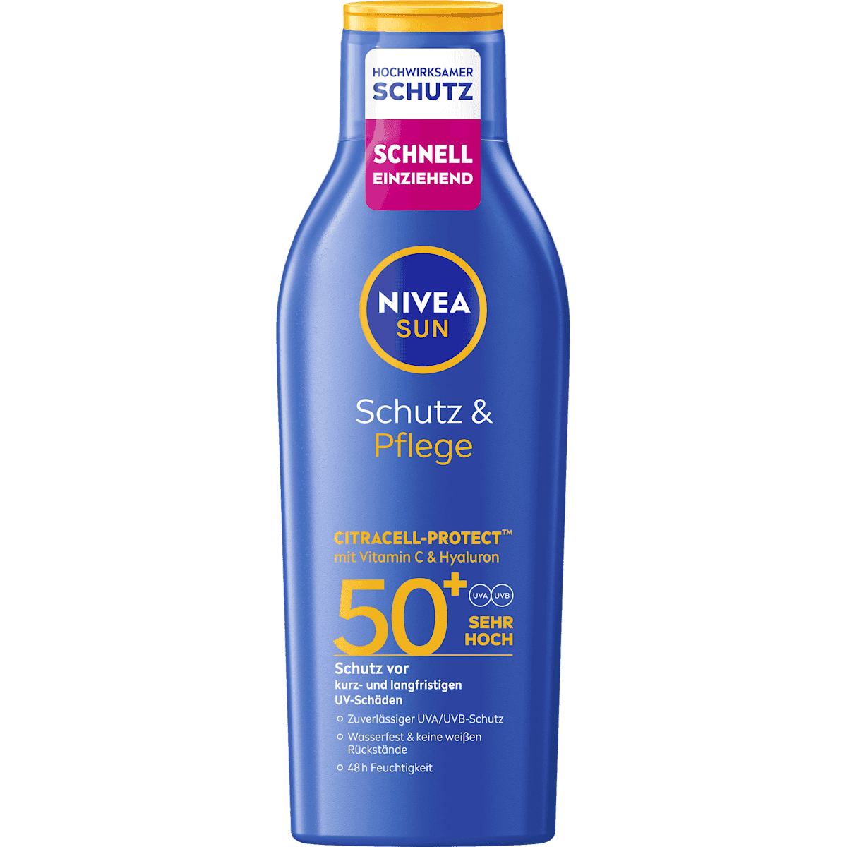 NIVEA SUN Milk sun Protect & Moisture LSF 50+, 200 ml (NIVEA SUN Sonnenmilch Schutz & Pflege LSF 50+, 200 ml) — authentic German product in Morocco