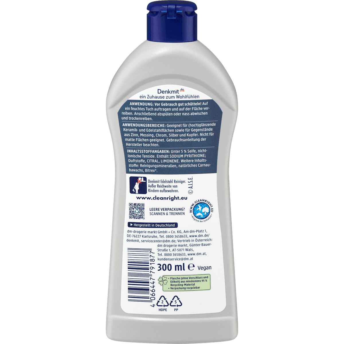 Denkmit Nettoyant inox, 300 ml (Denkmit Edelstahlreiniger, 300 ml) — produit allemand authentique au Maroc