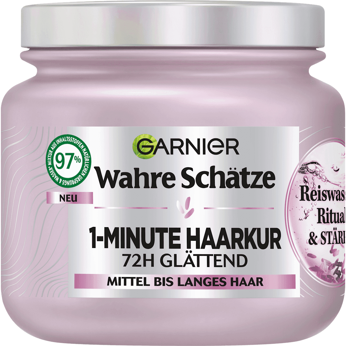 Wahre Schätze Masque cheveux 1-Minute eau de riz rituel & force, 340 ml (Wahre Schätze Haarkur 1-Minute Reiswasser Ritual & Stärke, 340 ml) — produit allemand authentique au Maroc