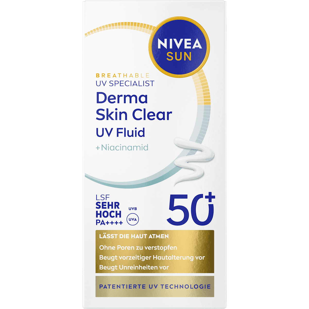NIVEA SUN Fluide solaire visage derma skin clear UV Fluid avec Niacinamid, LSF 50+, 40 ml (NIVEA SUN Sonnenfluid Gesicht derma skin clear UV Fluid mit Niacinamid, LSF 50+, 40 ml) — منتج ألماني أصلي في المغرب