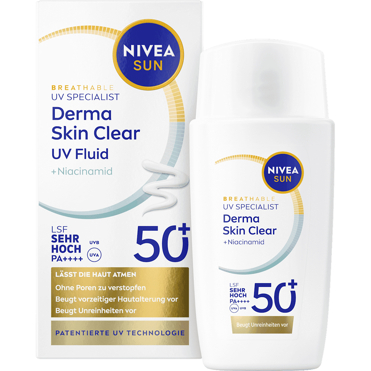 NIVEA SUN Fluide solaire visage derma skin clear UV Fluid avec Niacinamid, LSF 50+, 40 ml (NIVEA SUN Sonnenfluid Gesicht derma skin clear UV Fluid mit Niacinamid, LSF 50+, 40 ml) — منتج ألماني أصلي في المغرب