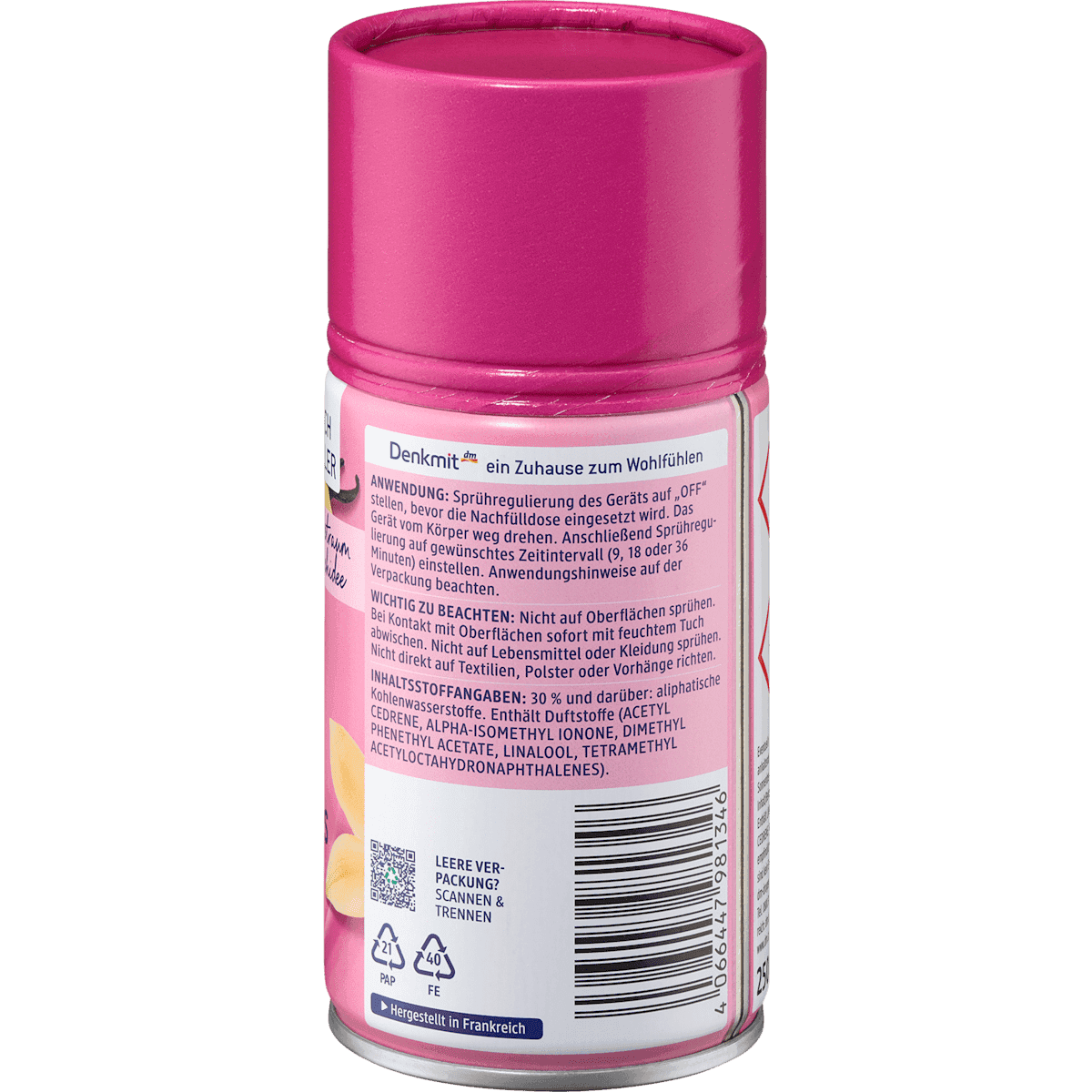 Denkmit Désodorisant Diffuseur automatique vanilla & orchidée refill, 250 ml (Denkmit Lufterfrischer Automatisches Duftspray Vanille & Orchidee Nachfüllpack, 250 ml) — authentic German product in Morocco