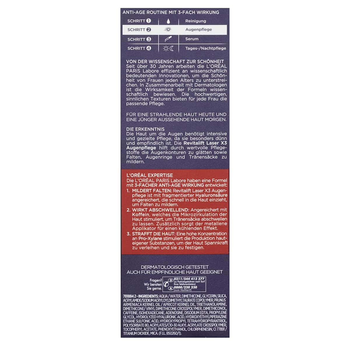 L'ORÉAL PARiS REVITALIFT crème contour des yeux Revitalift Laser X3 Anti Age avec Caféine, 15 ml (L'ORÉAL PARiS REVITALIFT Augencreme Revitalift Laser X3 Anti Age mit Koffein, 15 ml) — منتج ألماني أصلي في المغرب