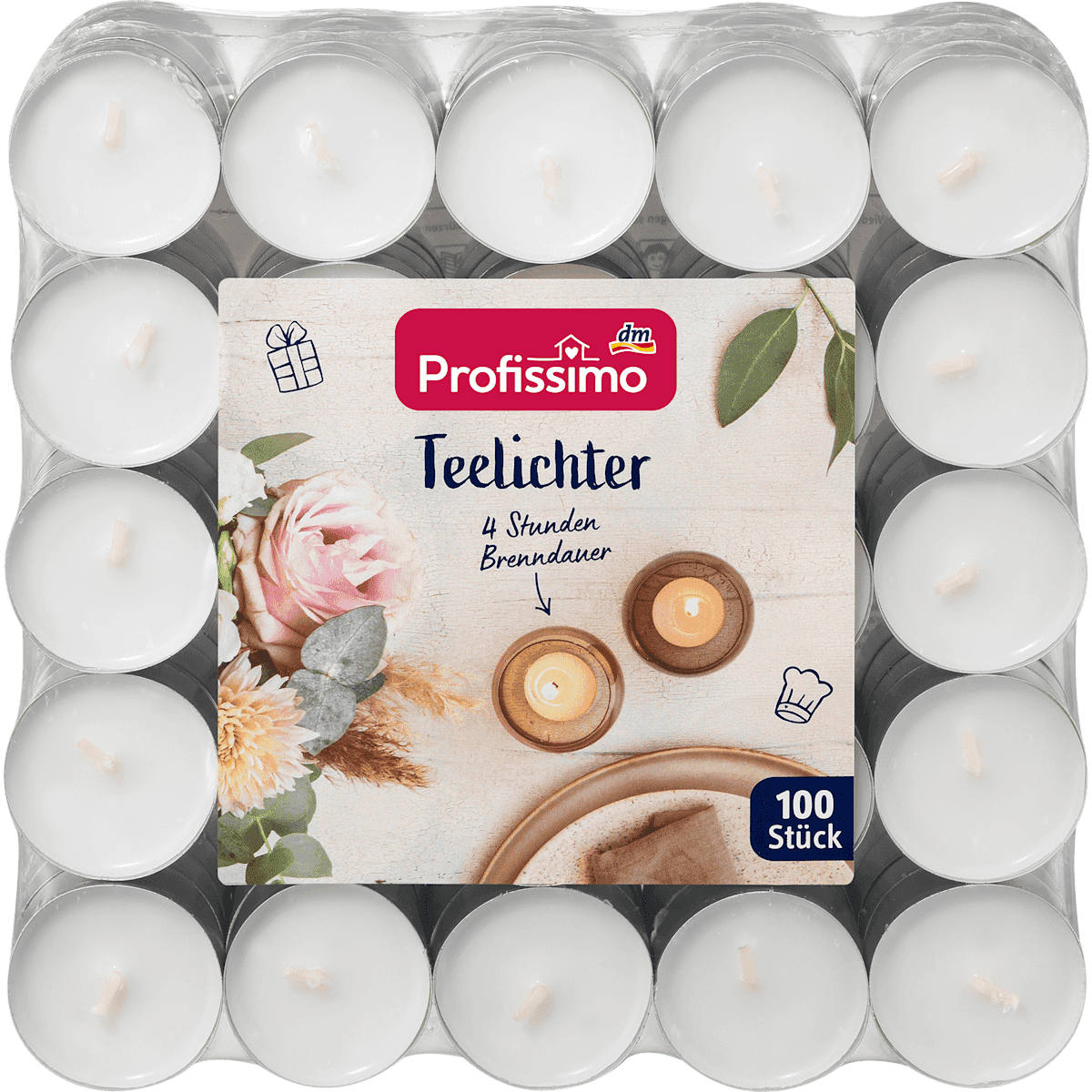 Profissimo Bougies chauffe-plat Alu, 100 pièces (Profissimo Teelichter Alu, 100 St) — produit allemand authentique au Maroc