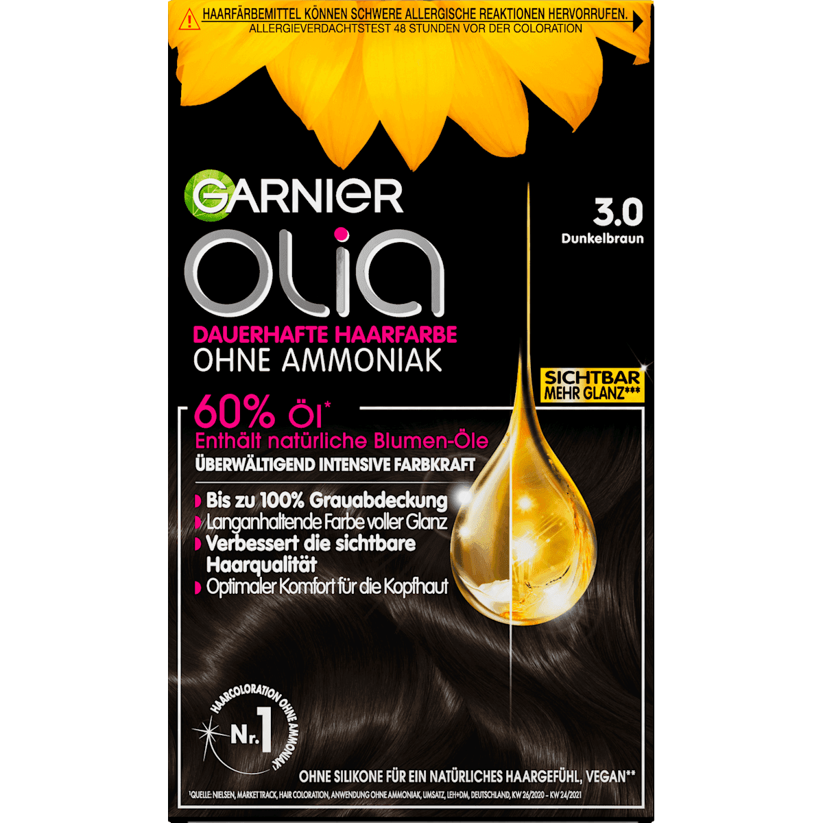 GARNIER olia Coloration 3.0 châtain foncé, 1 pièce — منتج ألماني أصلي في المغرب
