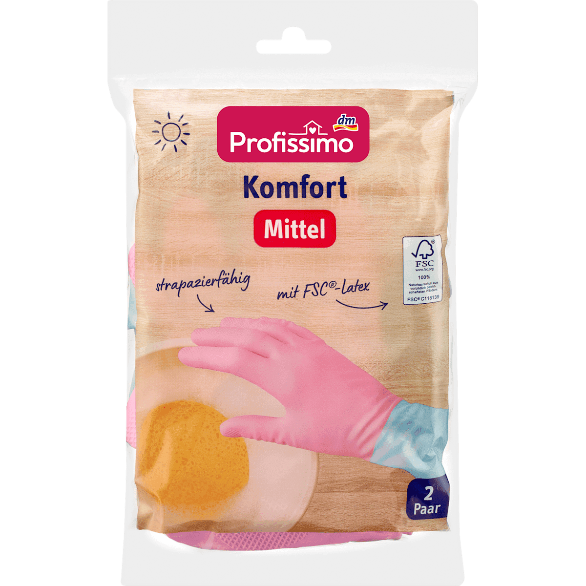 Profissimo Gloves ménage Komfort (2 pair), 4 pcs (Profissimo Haushaltshandschuhe Komfort (2 Paar), 4 St) — authentic German product in Morocco