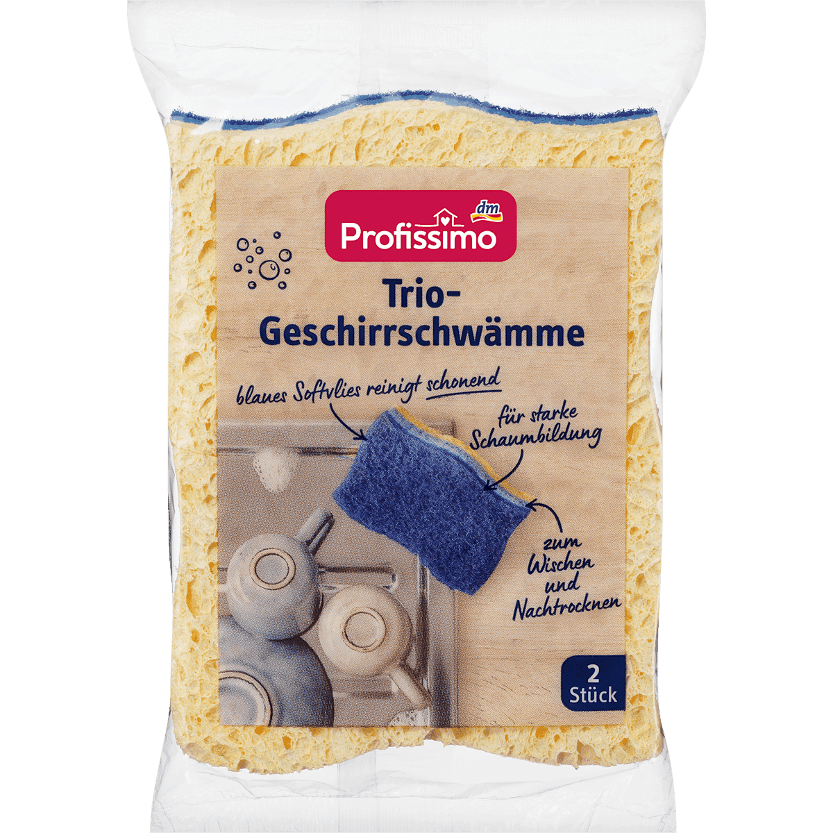 Profissimo Éponges vaisselle trio, 2 pièces (Profissimo Trio-Geschirrschwämme, 2 St) — produit allemand authentique au Maroc