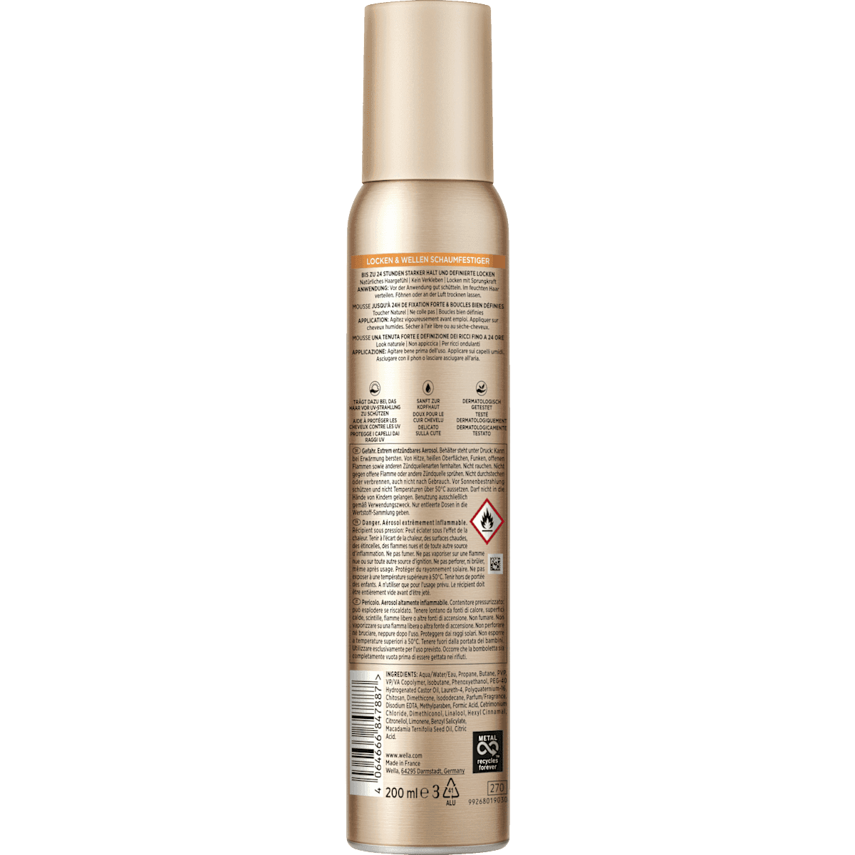 wellaflex styling mousse curls & Wellen, Starker Halt, 200 ml (wellaflex Schaumfestiger Locken & Wellen, Starker Halt, 200 ml) — authentic German product in Morocco