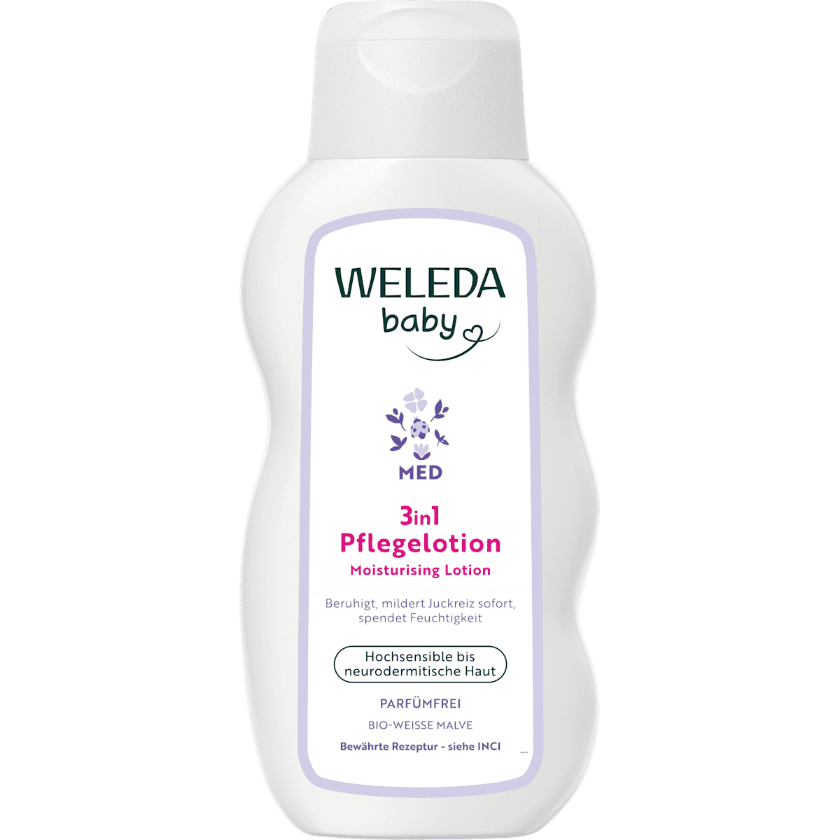 WELEDA baby Bébé Lotion de soin Derma Weiße Malve, 200 ml (WELEDA baby Baby Pflegelotion Derma Weiße Malve, 200 ml) — منتج ألماني أصلي في المغرب