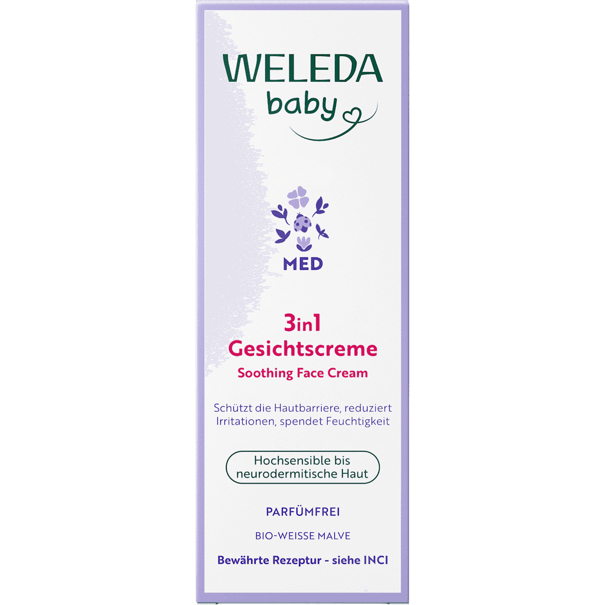 WELEDA baby Bébé crème visage Med 3in1 Weisse Malve, 50 ml (WELEDA baby Baby Gesichtscreme Med 3in1 Weisse Malve, 50 ml) — منتج ألماني أصلي في المغرب