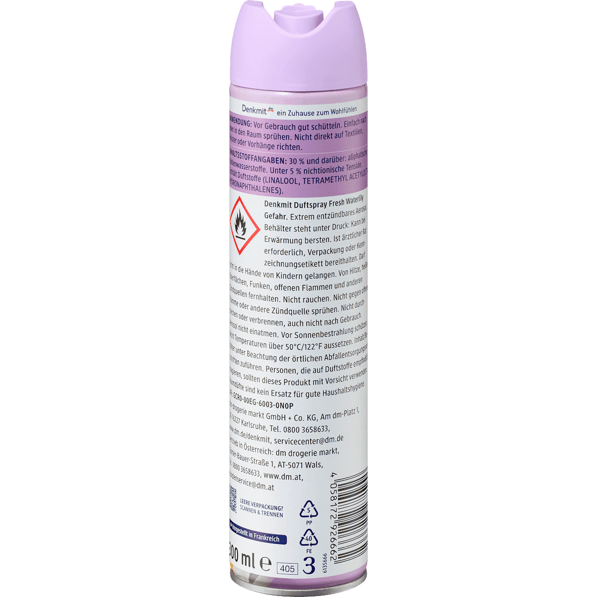 Denkmit Spray scented Fresh Waterlily, 300 ml (Denkmit Duftspray Fresh Waterlily, 300 ml) — authentic German product in Morocco