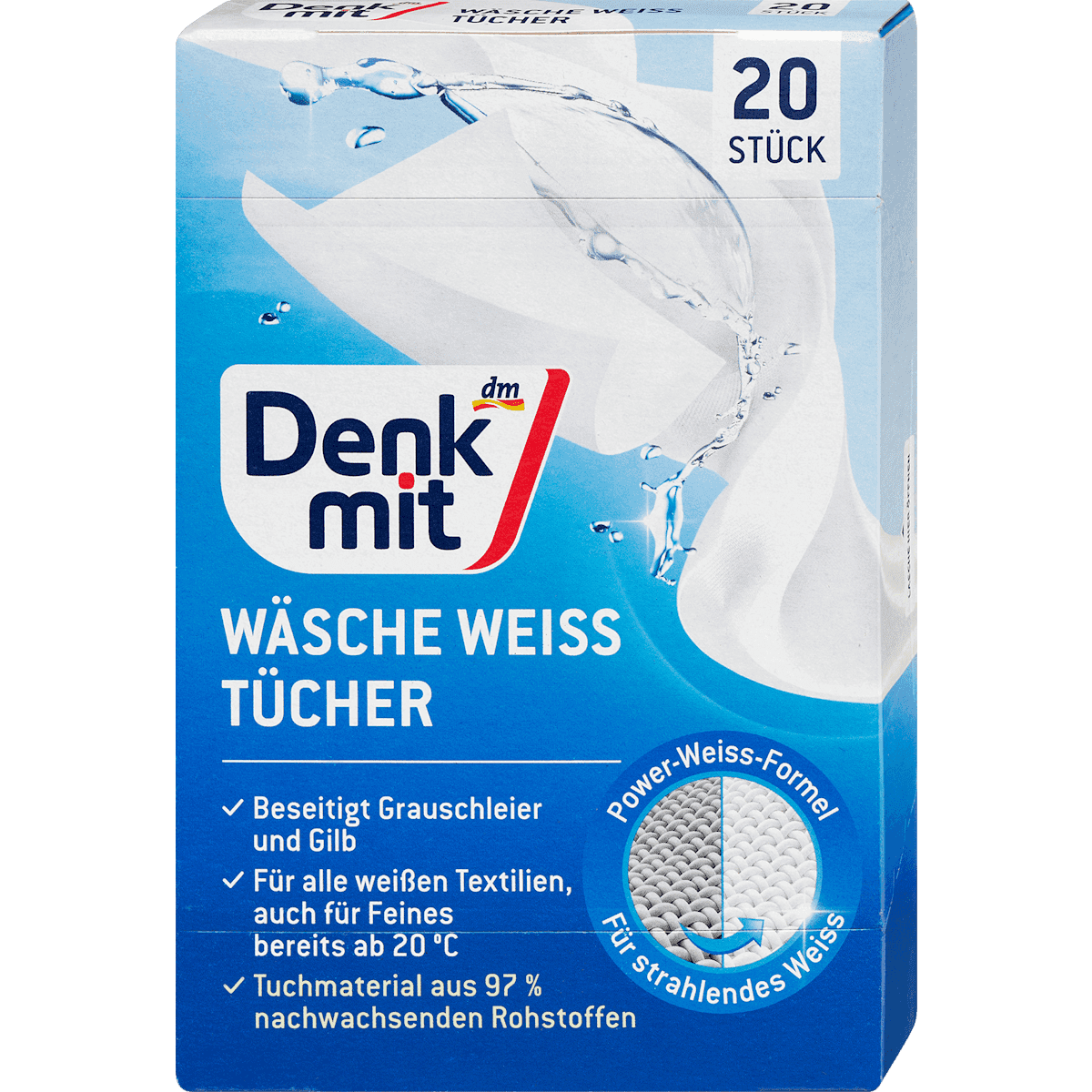Denkmit Lingettes pour linge blanc, 20 pièces — منتج ألماني أصلي في المغرب