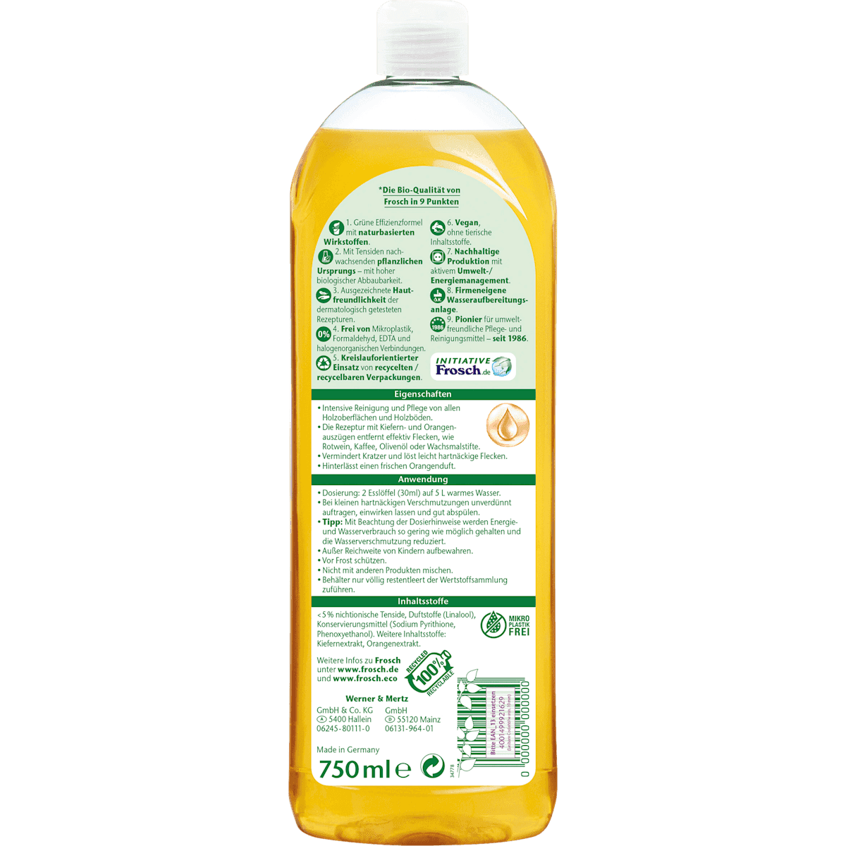 Frosch Nettoyant & soin meubles en bois, 750 ml (Frosch Möbelreiniger & Pflege Holz, 750 ml) — منتج ألماني أصلي في المغرب
