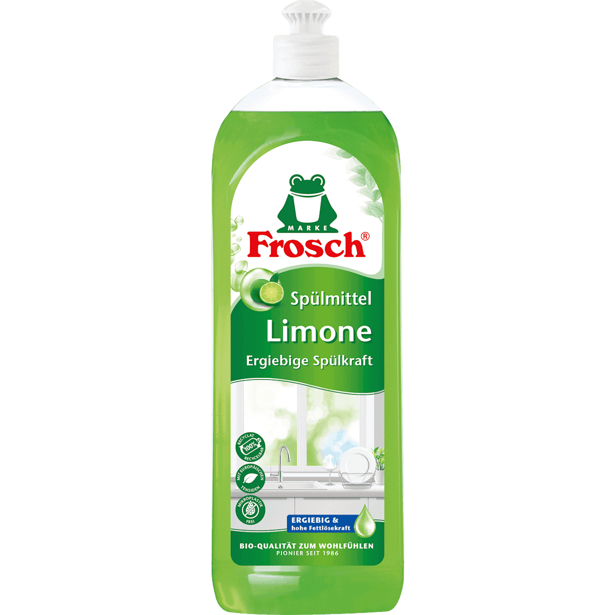Frosch Liquide vaisselle fraîcheur citron vert, 750 ml (Frosch Spülmittel Limonenfrische, 750 ml) — produit allemand authentique au Maroc