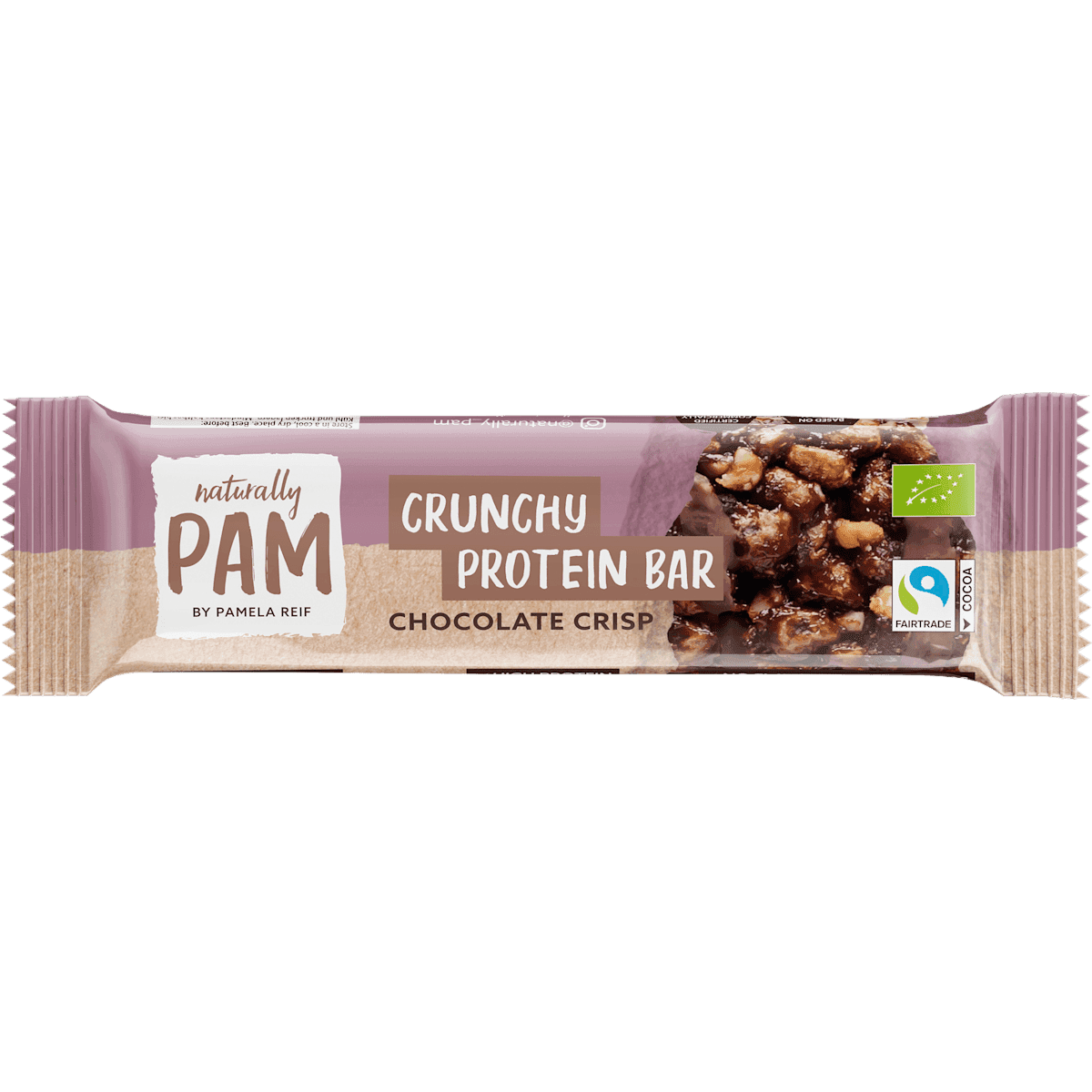 Naturally PAM Barres protéinées Crunchy, Chocolate Crisp, 30 g — produit allemand authentique au Maroc