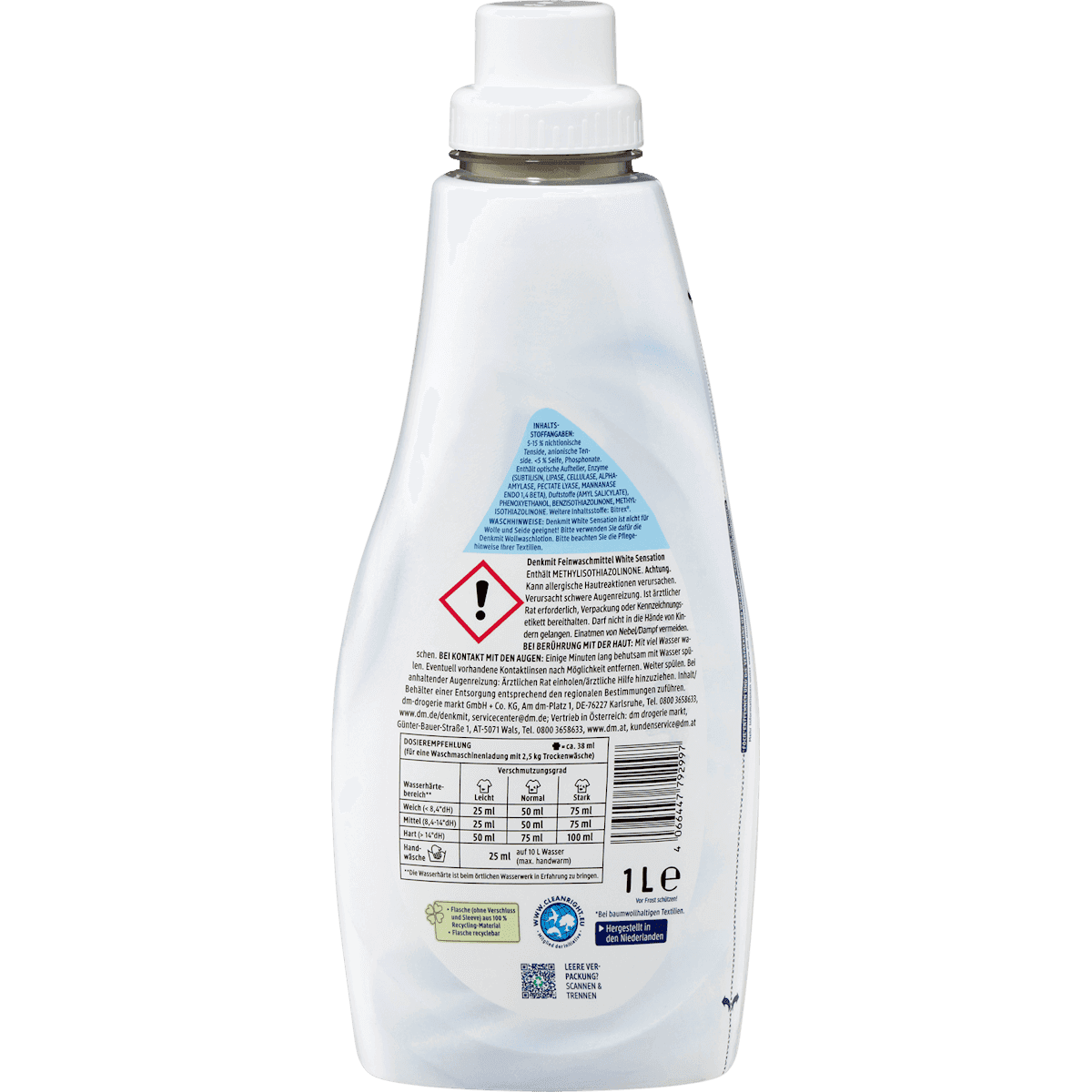 Denkmit Lessive linge délicat White Sensation liquid, 40 lavages (Denkmit Feinwaschmittel White Sensation flüssig, 40 Wl) — authentic German product in Morocco
