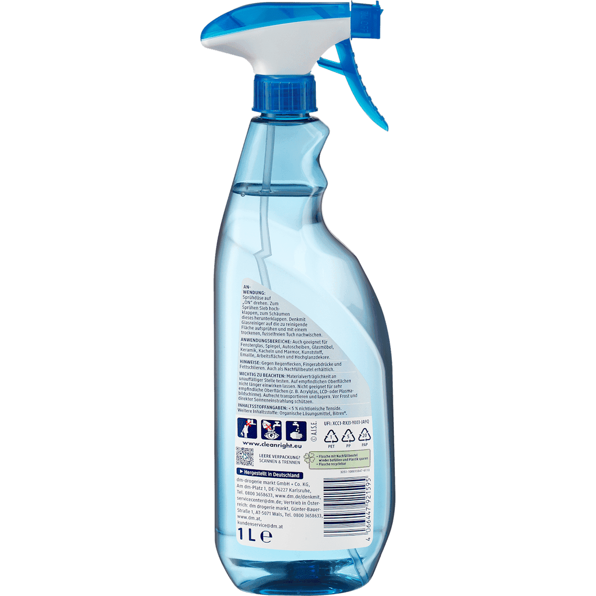 Denkmit Nettoyant vitres avec formule protection brillance, 1 l (Denkmit Glasreiniger mit Glanzschutz-Formel, 1 l) — منتج ألماني أصلي في المغرب