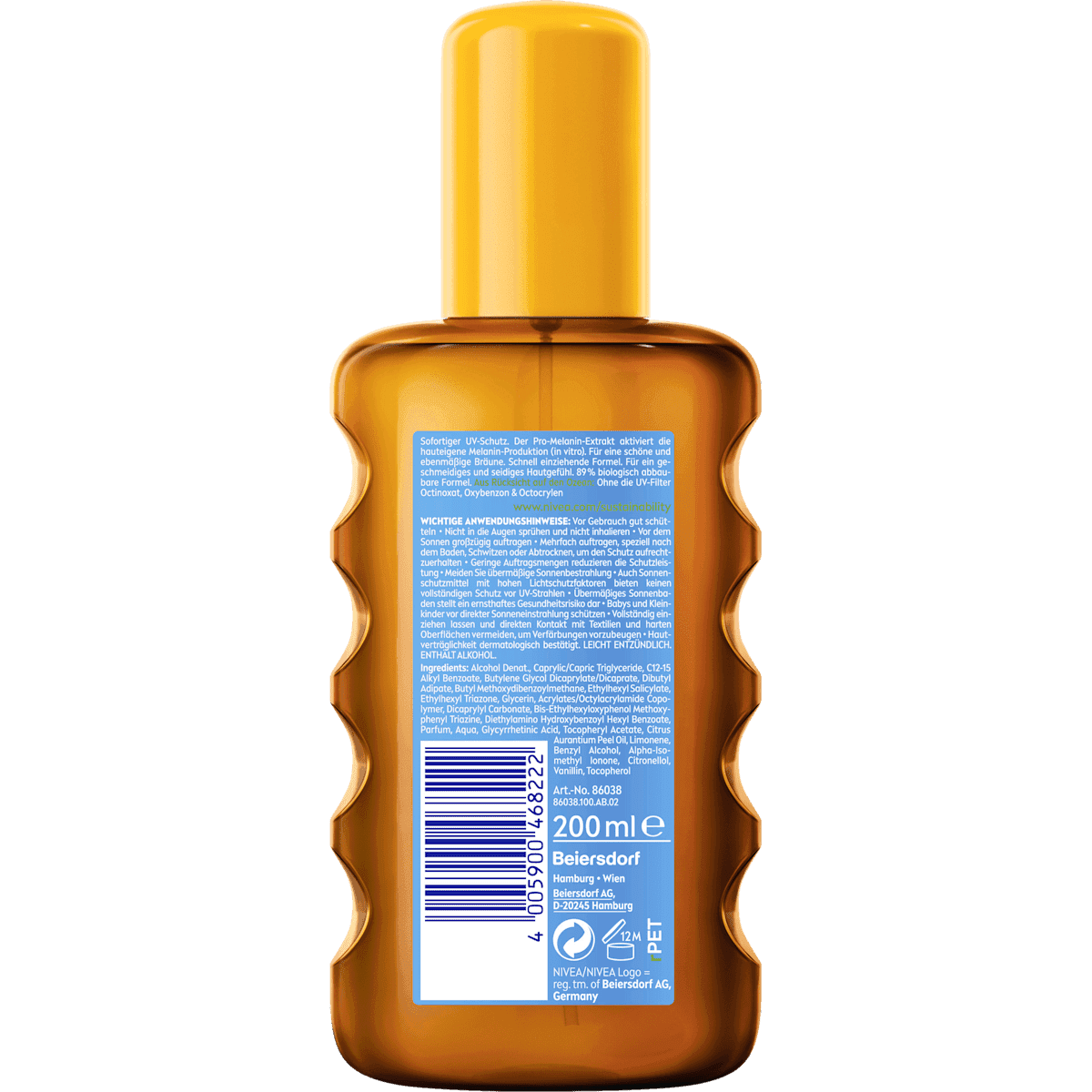 NIVEA SUN Huile solaire en spray Protège & Bronze, LSF 30, 200 ml (NIVEA SUN Sonnenölspray Schutz & Bräune, LSF 30, 200 ml) — produit allemand authentique au Maroc