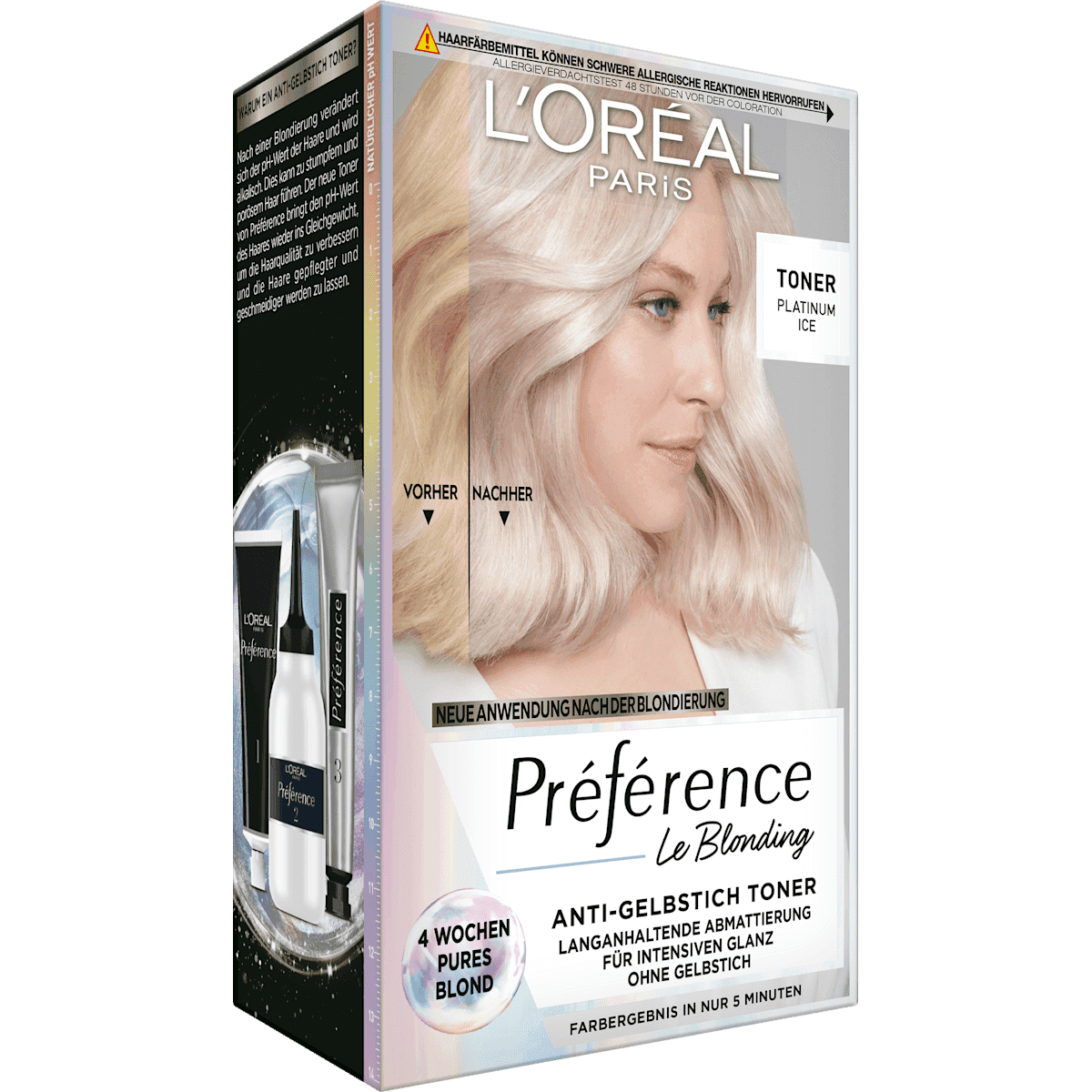 L'ORÉAL PARiS PRÉFÉRENCE hair toner 01 Platinum Ice, 1 pc (L'ORÉAL PARiS PRÉFÉRENCE Haartoner 01 Platinum Ice, 1 St) — authentic German product in Morocco