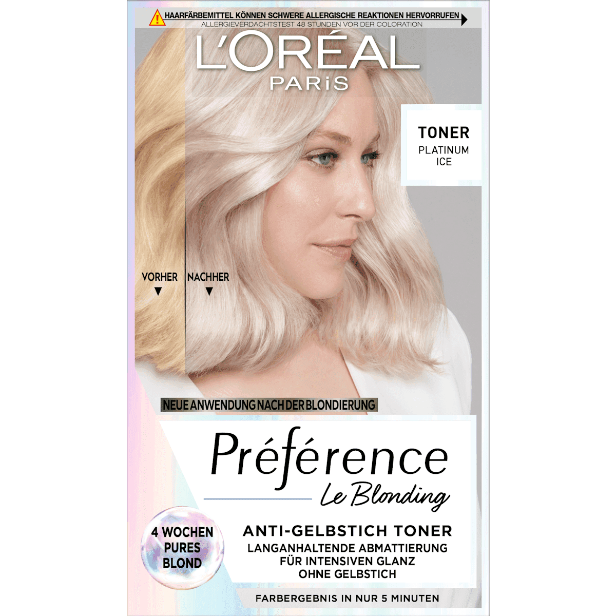 L'ORÉAL PARiS PRÉFÉRENCE Toner cheveux 01 Platinum Ice, 1 pièce — منتج ألماني أصلي في المغرب