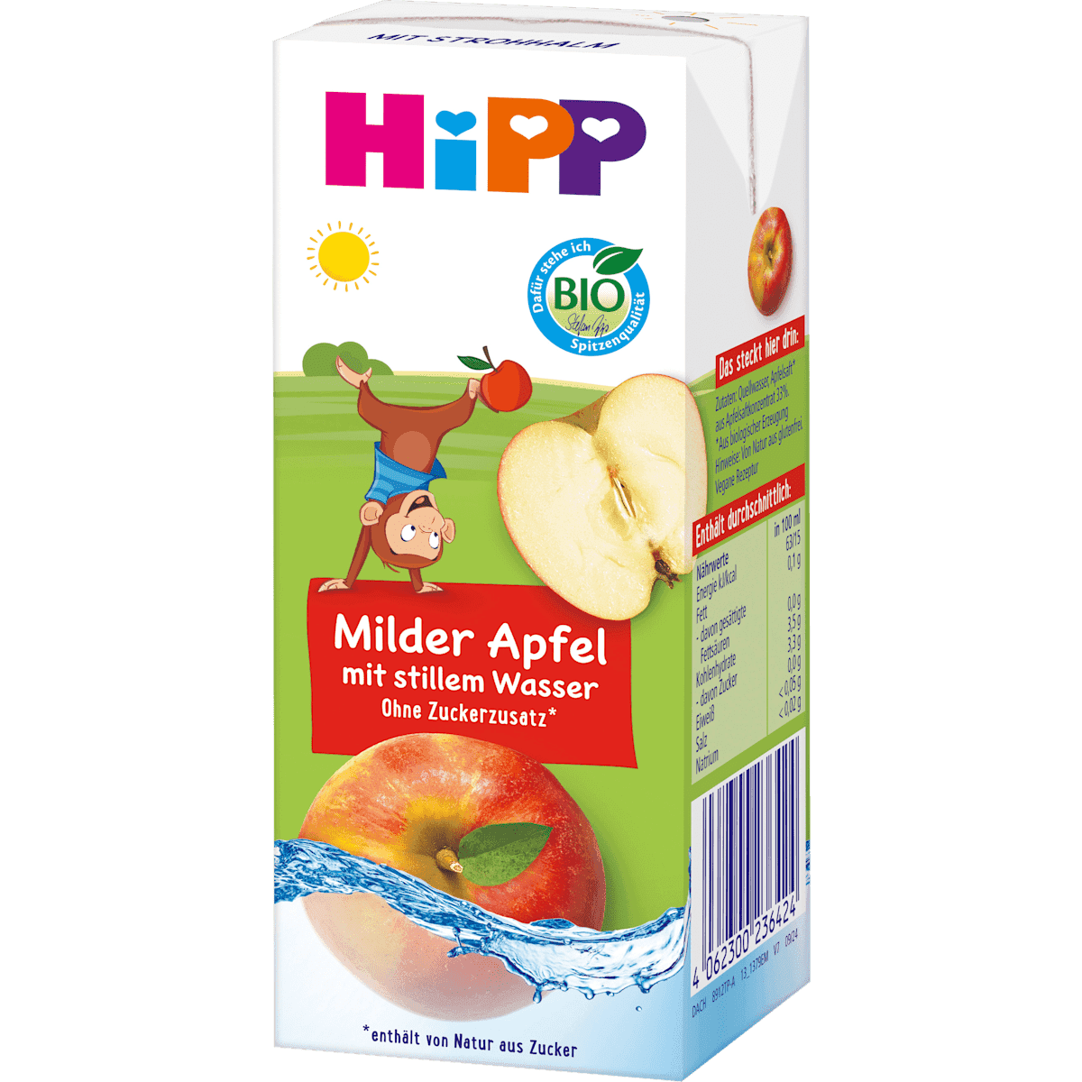 HiPP Saft Milder pomme avec stillem eau dès 1 an, 200 ml (HiPP Saft Milder Apfel mit stillem Wasser ab 1 Jahr, 200 ml) — منتج ألماني أصلي في المغرب