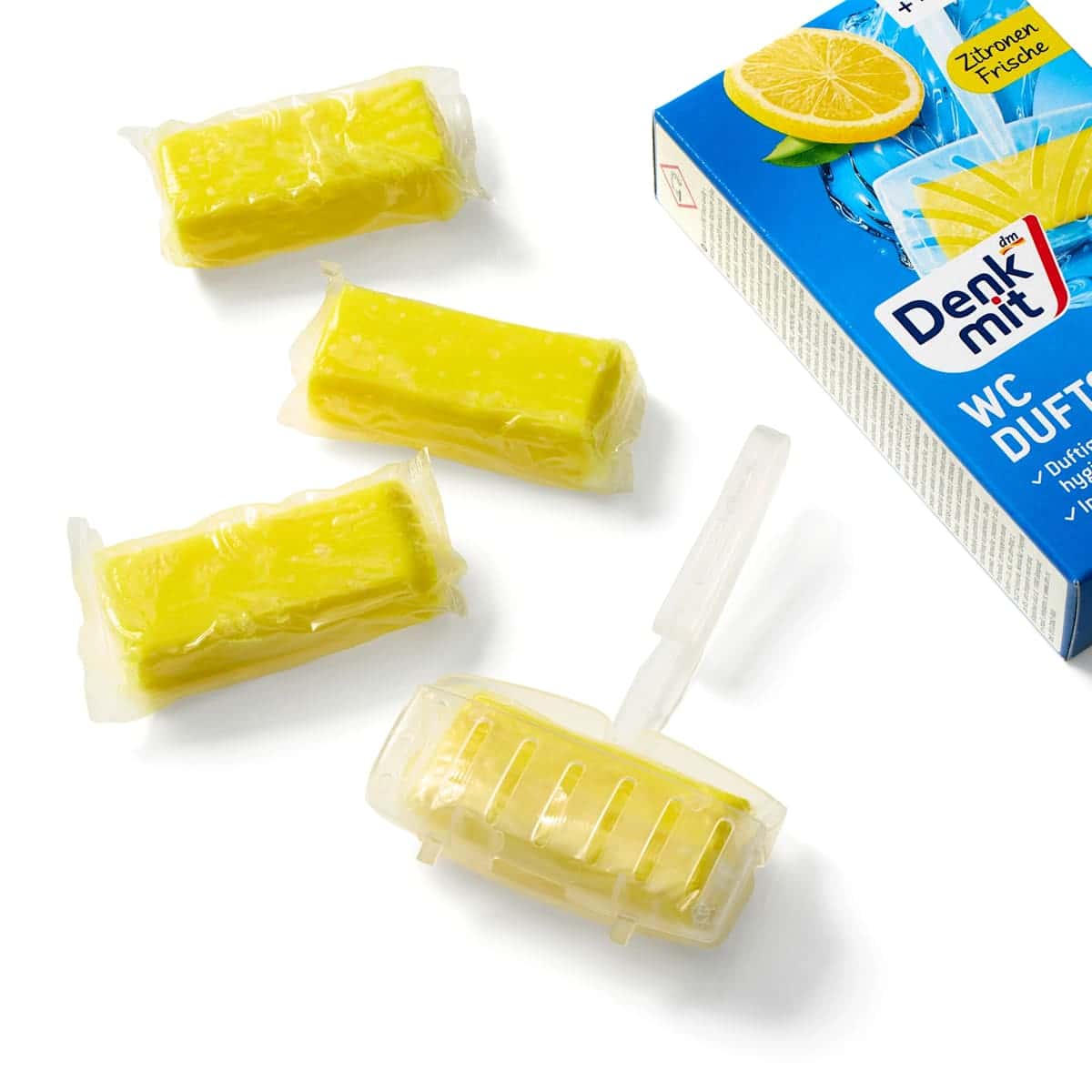 Denkmit Bloc WC parfumé fraîcheur citron, 4 pièces (Denkmit WC Duftstein Zitronen-Frische, 4 St) — produit allemand authentique au Maroc
