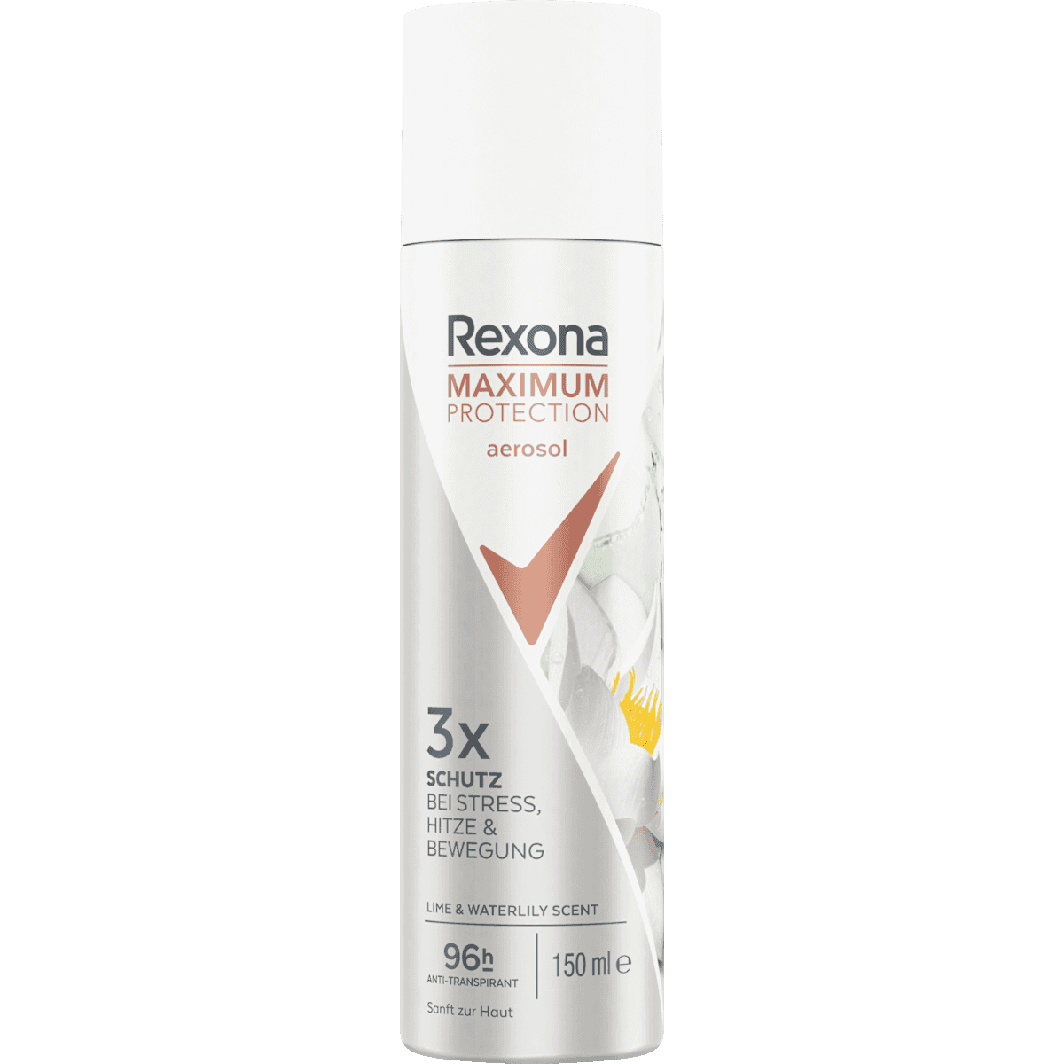 Rexona antiperspirant Deodorant spray Maximum Protection File & Waterlily Scent, 150 ml (Rexona Antitranspirant Deospray Maximum Protection Lime & Waterlily Scent, 150 ml) — authentic German product in Morocco