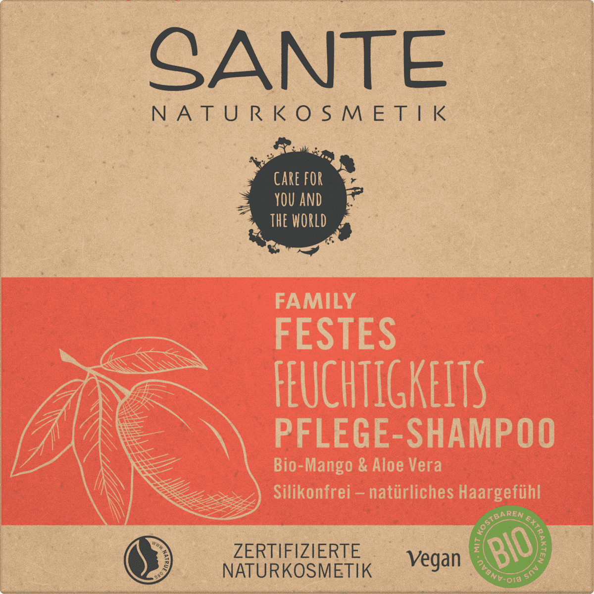 Santé naturally. solid shampoo hydration organic-Mango & aloe vera, 60 g (Santé naturally. Festes Shampoo Feuchtigkeit Bio-Mango & Aloe Vera, 60 g) — authentic German product in Morocco