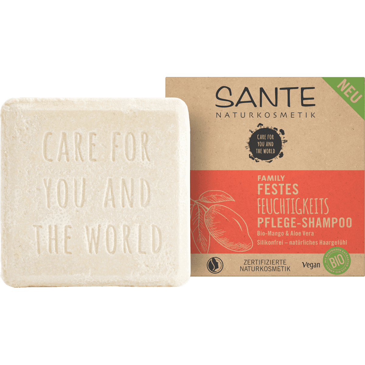 Santé naturally. solid shampoo hydration organic-Mango & aloe vera, 60 g (Santé naturally. Festes Shampoo Feuchtigkeit Bio-Mango & Aloe Vera, 60 g) — authentic German product in Morocco