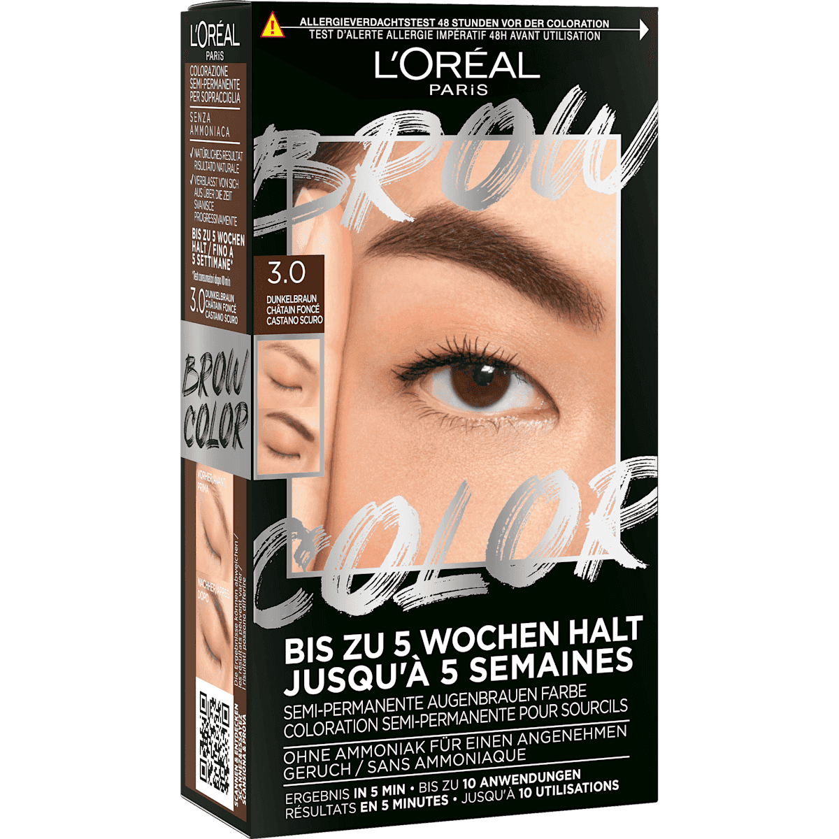 L'ORÉAL PARiS Coloration sourcils Brow Color 3.0 Dark Brunette, 1 pièce — produit allemand authentique au Maroc