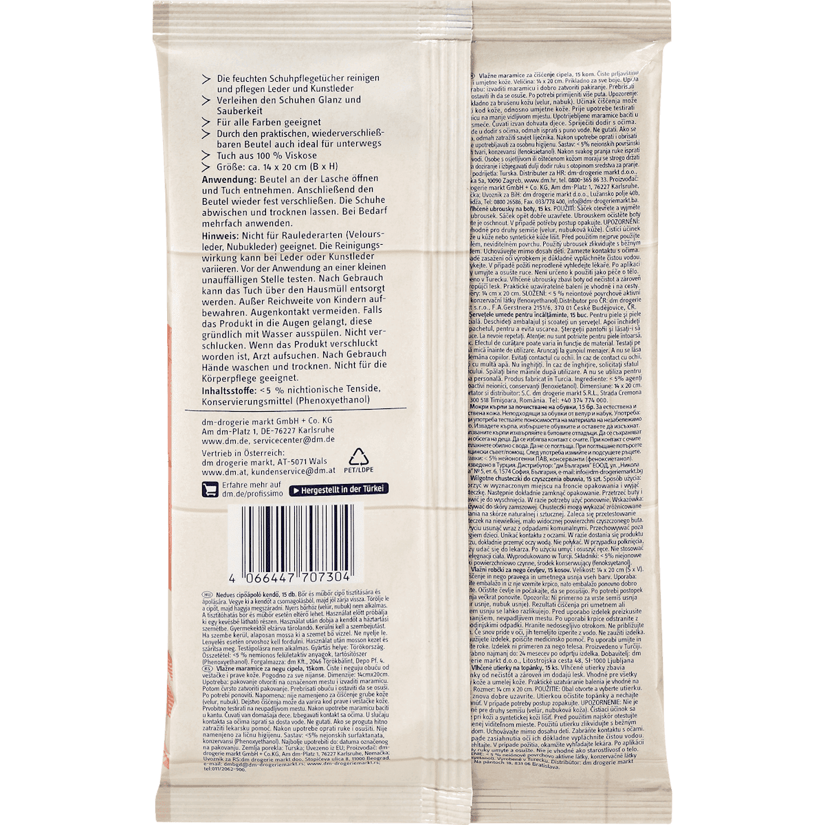 Profissimo Lingettes entretien chaussures, 15 pièces (Profissimo Schuhpflegetücher feucht, 15 St) — produit allemand authentique au Maroc