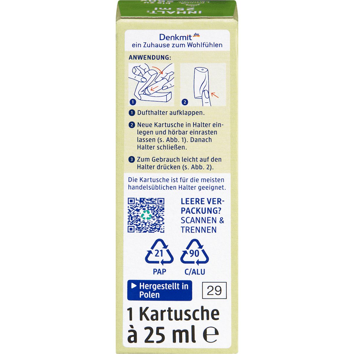 Denkmit Désodorisant Mini-spray Fresh Lemon recharge, 25 ml (Denkmit Lufterfrischer Minispray Fresh Lemon Nachfüllpack, 25 ml) — produit allemand authentique au Maroc
