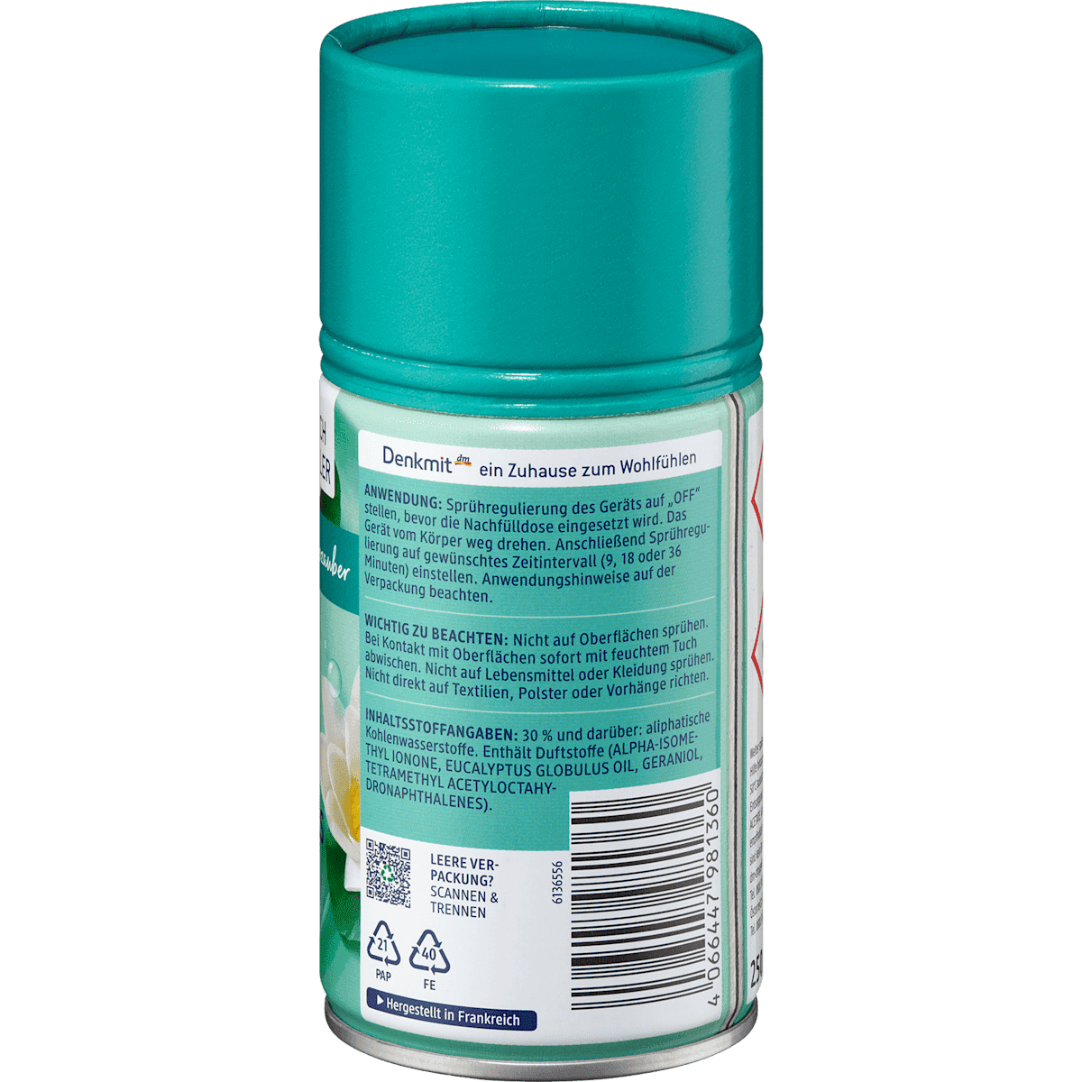Denkmit Désodorisant Diffuseur automatique magie freshness refill, 250 ml (Denkmit Lufterfrischer Automatisches Duftspray Frischezauber Nachfüllpack, 250 ml) — authentic German product in Morocco