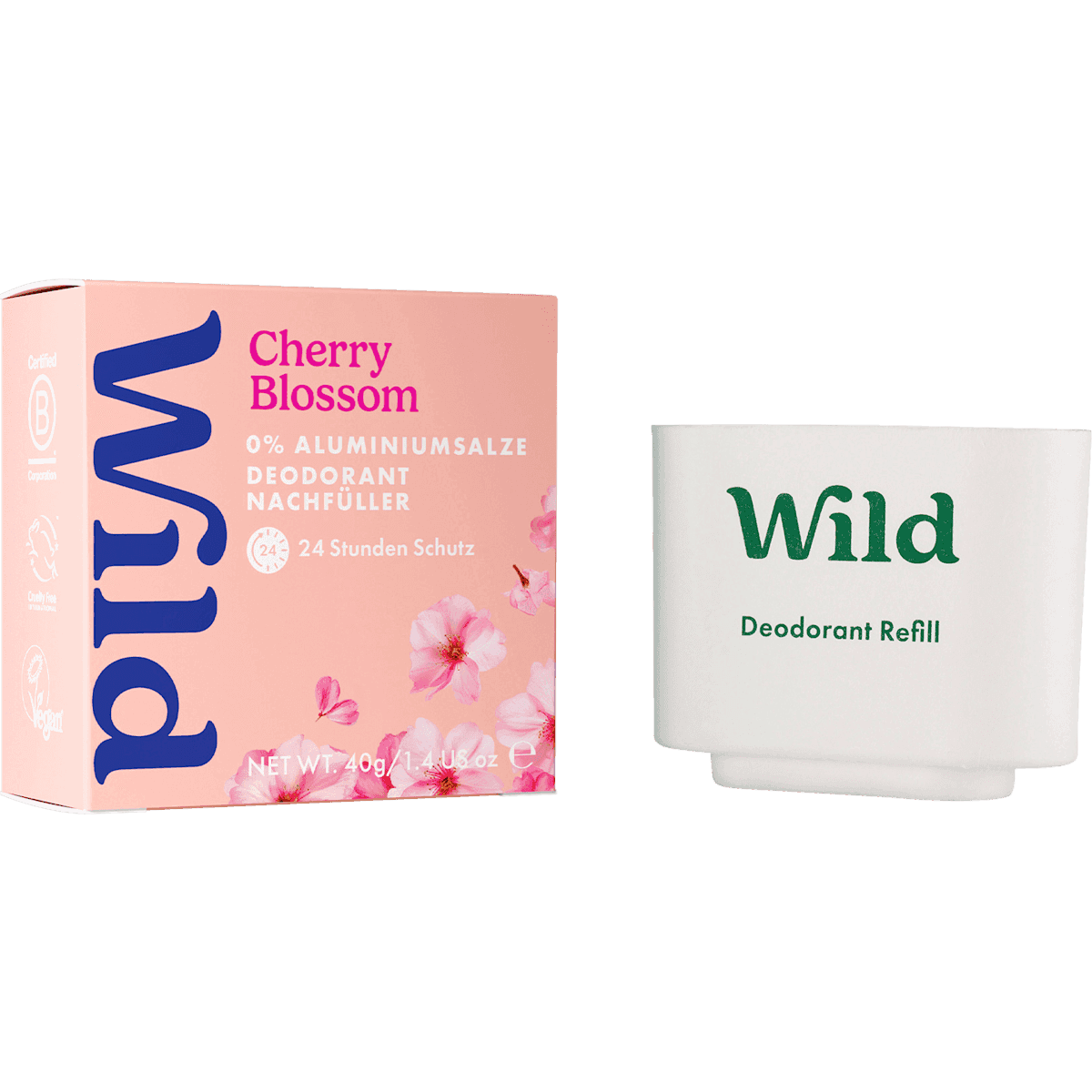 Wild Déodorant stick Cherry Blossom recharge, 40 g — produit allemand authentique au Maroc