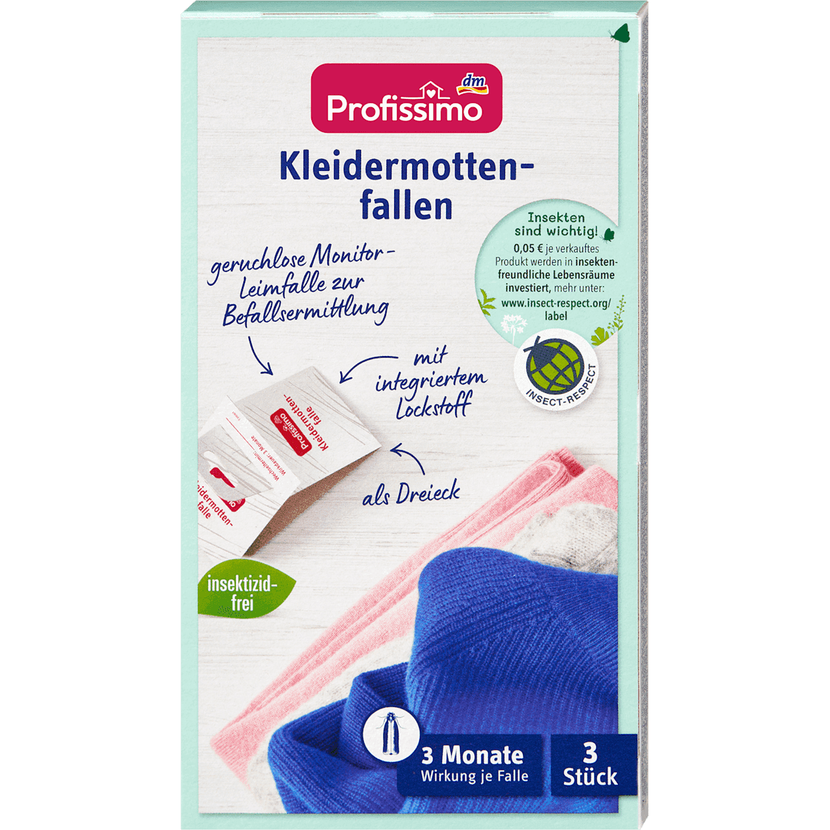 Profissimo Pièges à mites des vêtements, 3 pièces (Profissimo Kleidermottenfallen, 3 St) — produit allemand authentique au Maroc