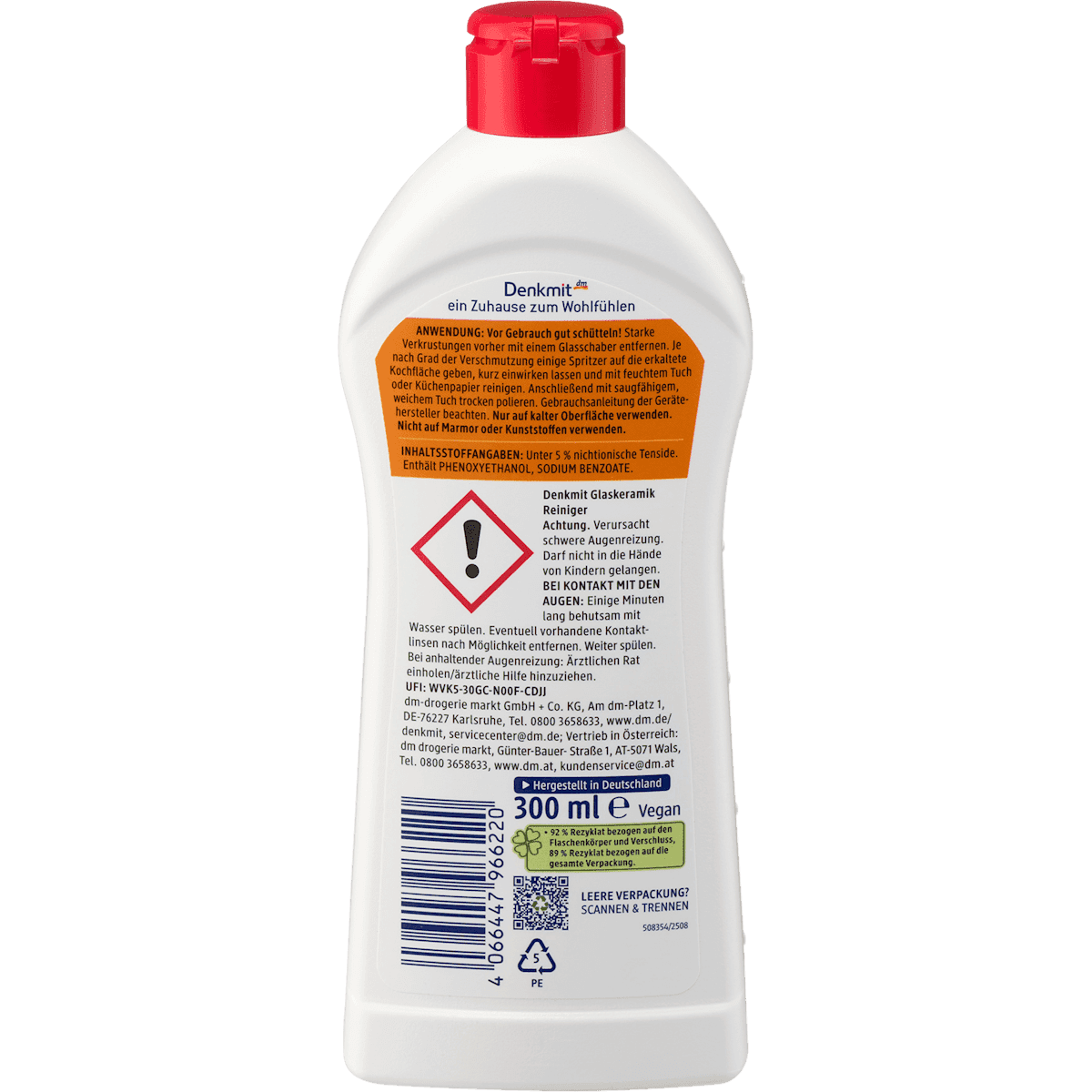 Denkmit Nettoyant vitrocéramique formule puissante, 300 ml (Denkmit Glaskeramikreiniger Power-Formel, 300 ml) — منتج ألماني أصلي في المغرب