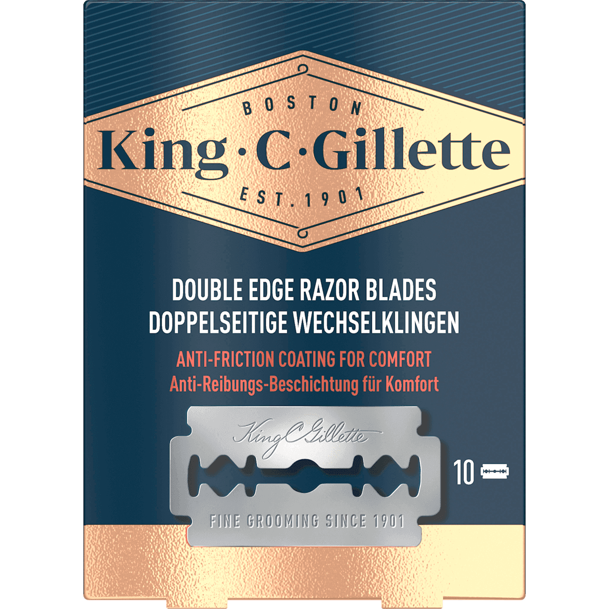 King C. Gillette Lames double tranchant pour rasoir de sûreté, 10 pièces (King C. Gillette Rasierklingen, Double Edge für Rasierhobel, 10 St) — منتج ألماني أصلي في المغرب