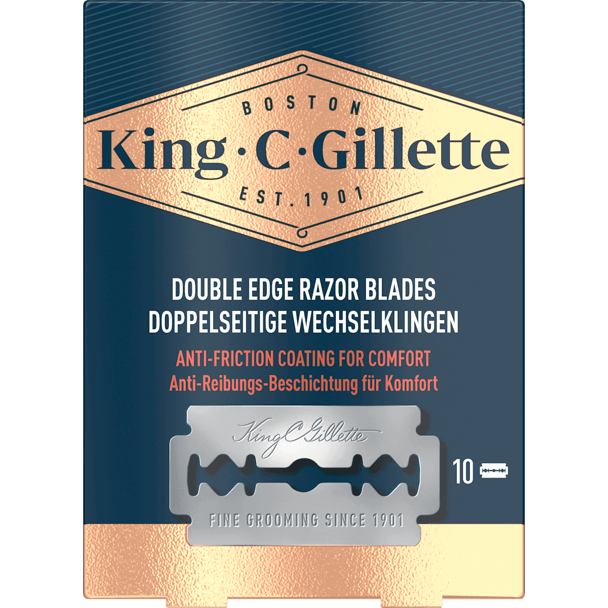 King C. Gillette Lames double tranchant pour rasoir de sûreté, 10 pièces — produit allemand authentique au Maroc