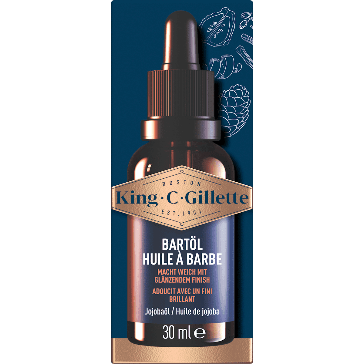 King C. Gillette Huile à barbe, 30 ml (King C. Gillette Bartöl, 30 ml) — produit allemand authentique au Maroc