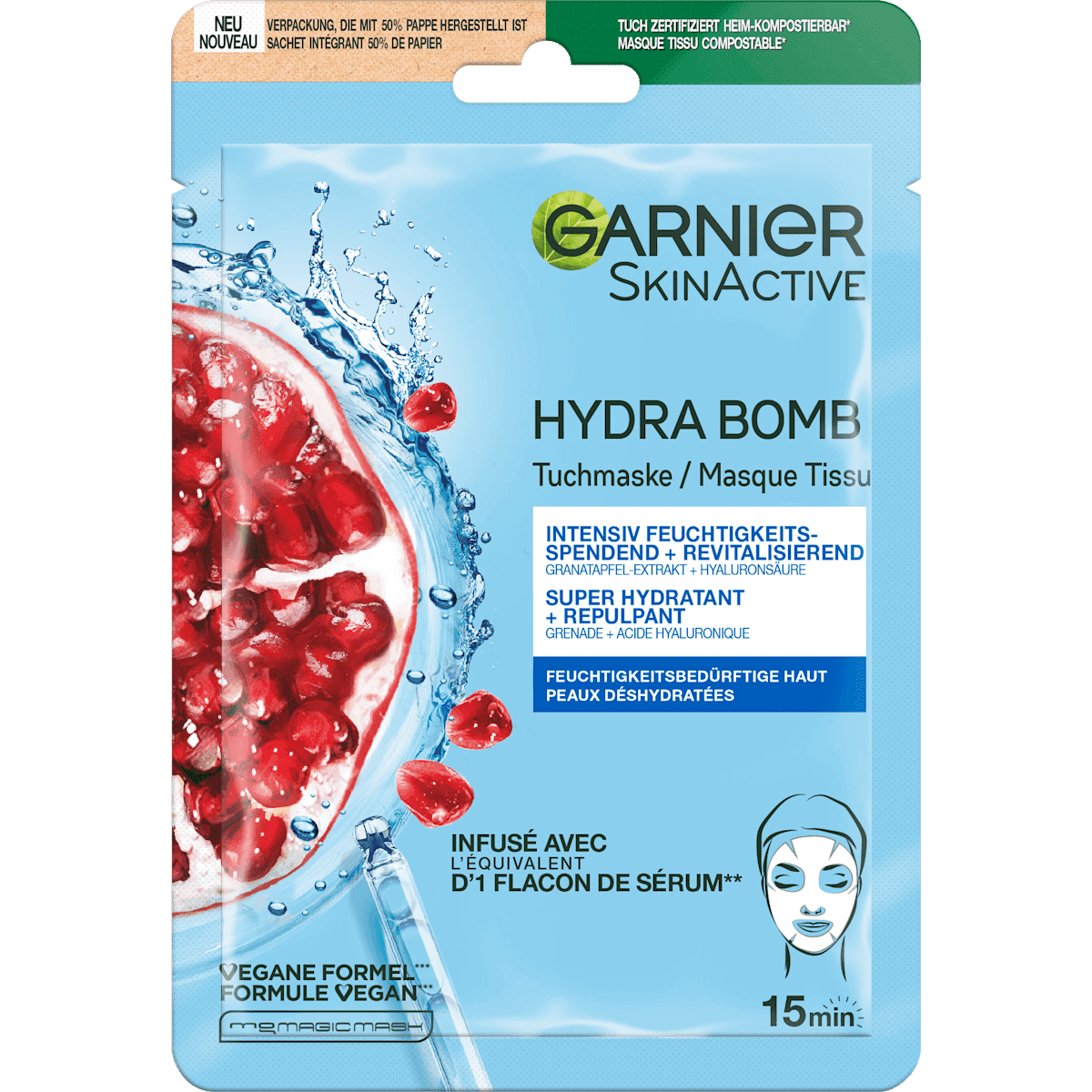Garnier Skin Active masque tissu Hydra Bomb grenade, 28 g — منتج ألماني أصلي في المغرب