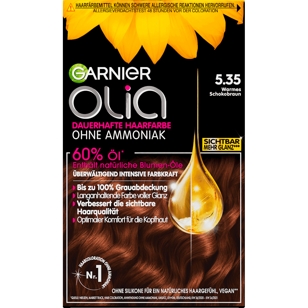 GARNIER olia Coloration 5.35 brun chocolat chaud, 1 pièce — منتج ألماني أصلي في المغرب