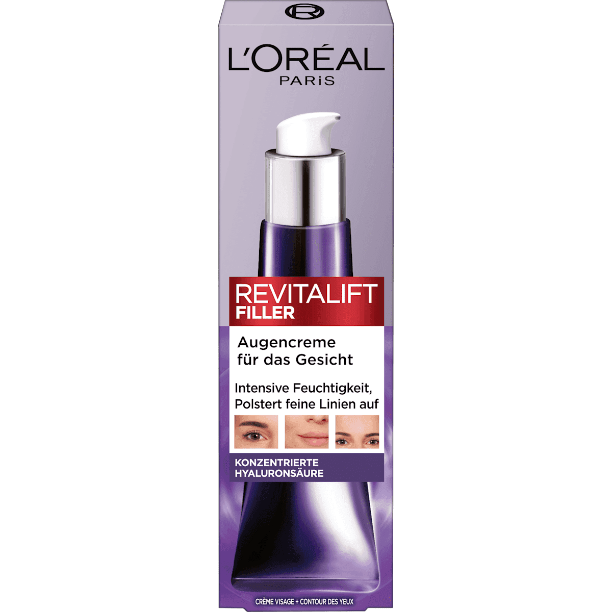 L'ORÉAL PARiS REVITALIFT crème contour des yeux + visage Revitalift Filler, Acide hyaluronique, 30 ml (L'ORÉAL PARiS REVITALIFT Augencreme + Gesicht Revitalift Filler, Hyaluronsäure, 30 ml) — produit allemand authentique au Maroc