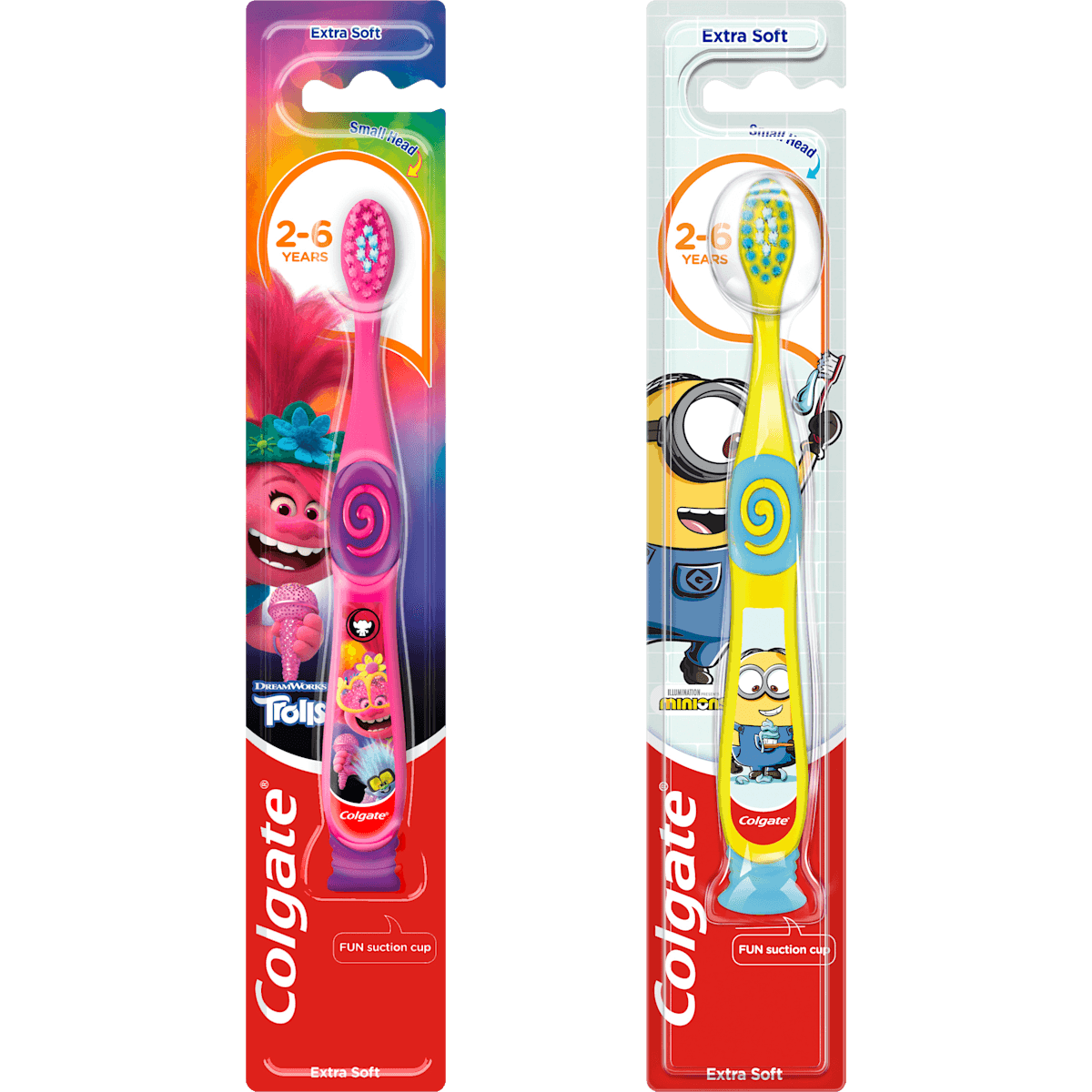 Colgate Brosse à dents Enfant Minions/Trolls, 2-6 ans extra soft, 1 pièce (Colgate Zahnbürste Kinder Minions/Trolls, 2-6 Jahren extra soft, 1 St) — produit allemand authentique au Maroc