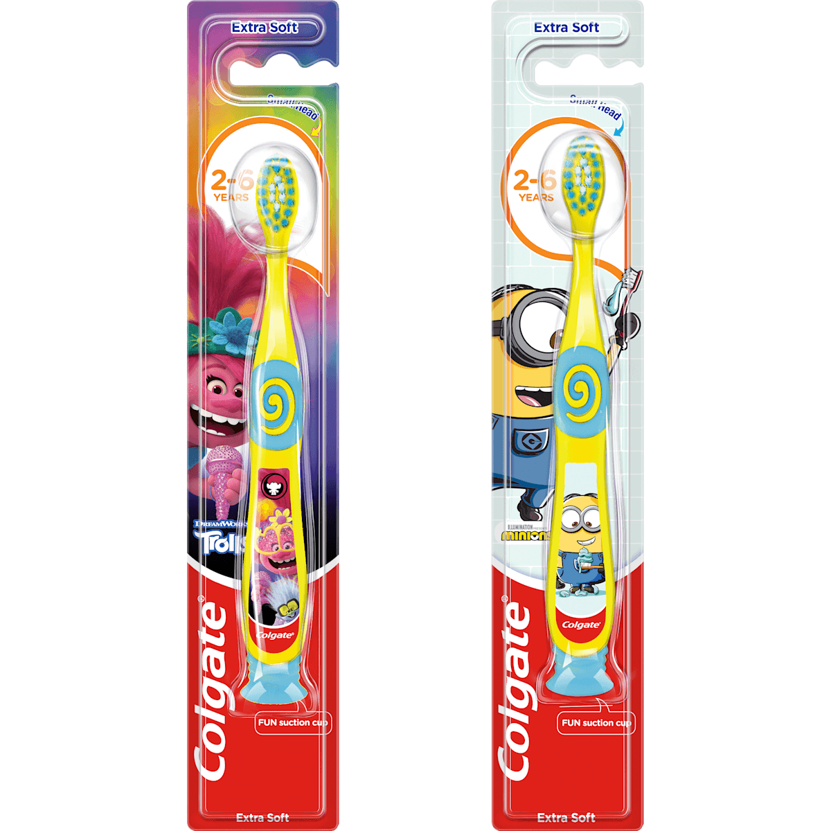 Colgate Brosse à dents Enfant Minions/Trolls, 2-6 ans extra soft, 1 pièce — منتج ألماني أصلي في المغرب